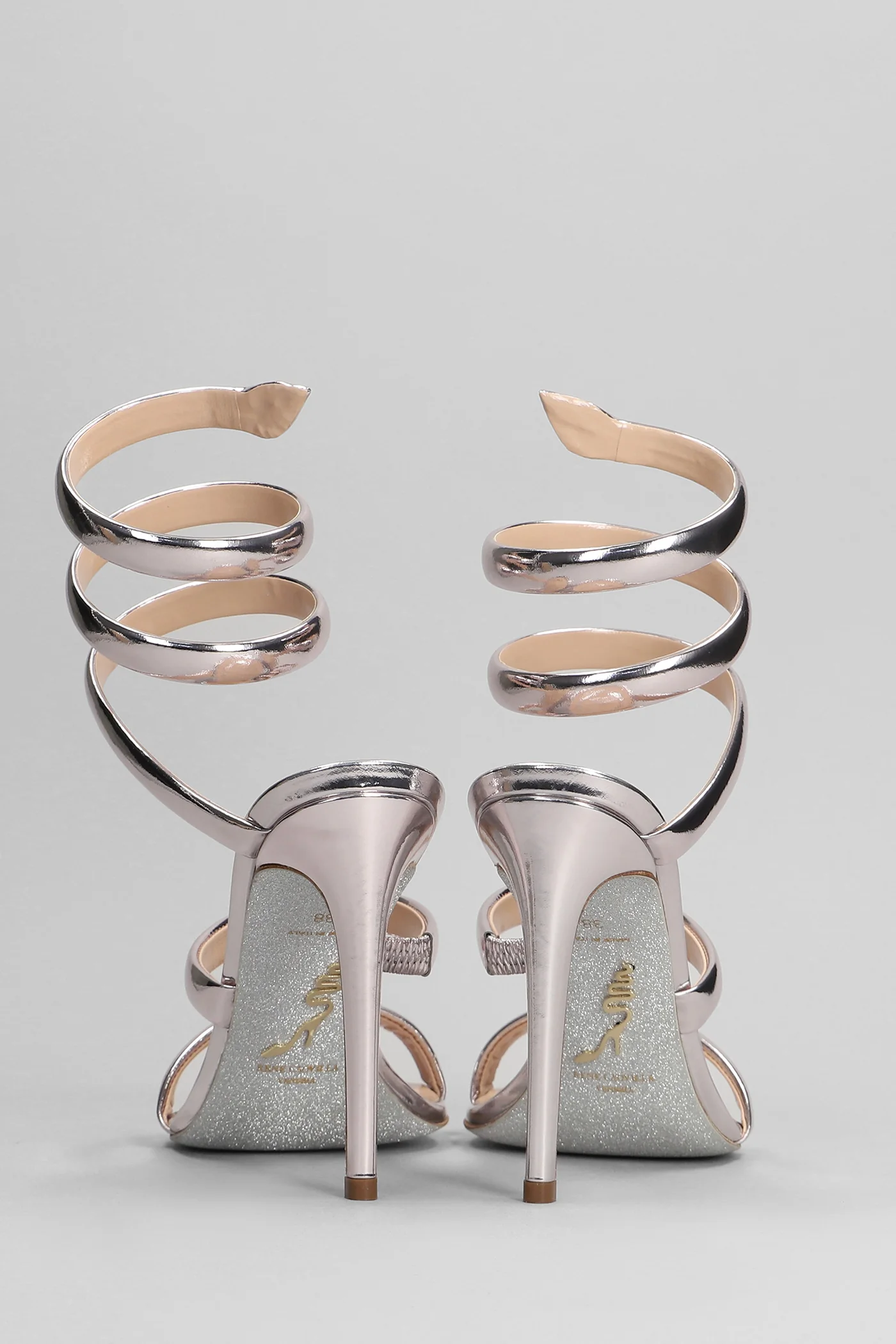 Serpente Sandals in silver leather - Image 4