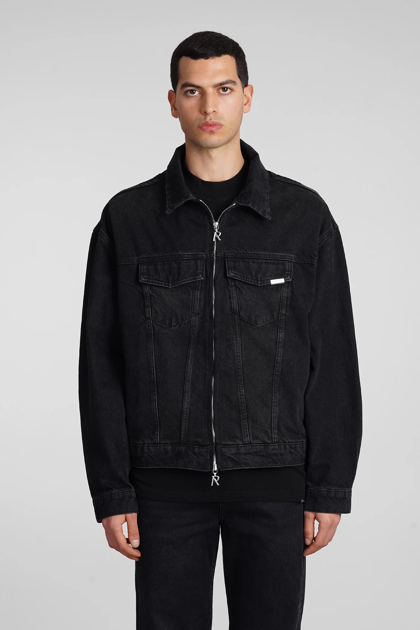 Denim Jackets in black cotton
