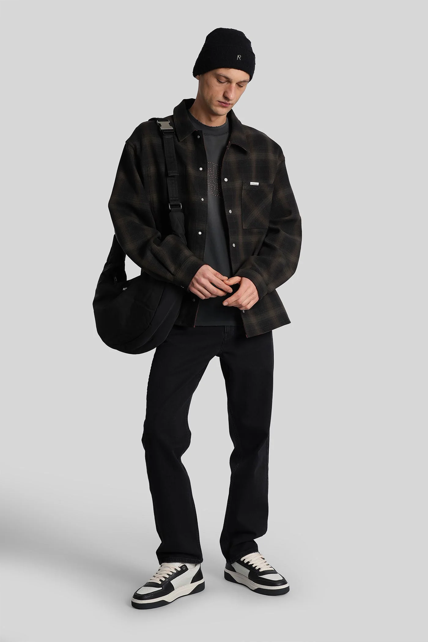 R2 straight denim Jeans in black cotton - Image 2
