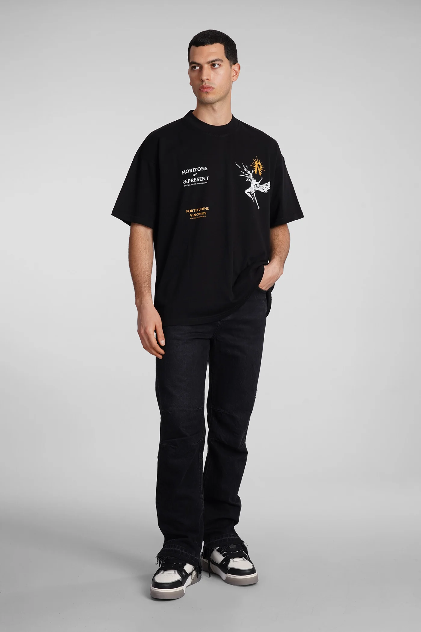 T-Shirt in black cotton - Image 2