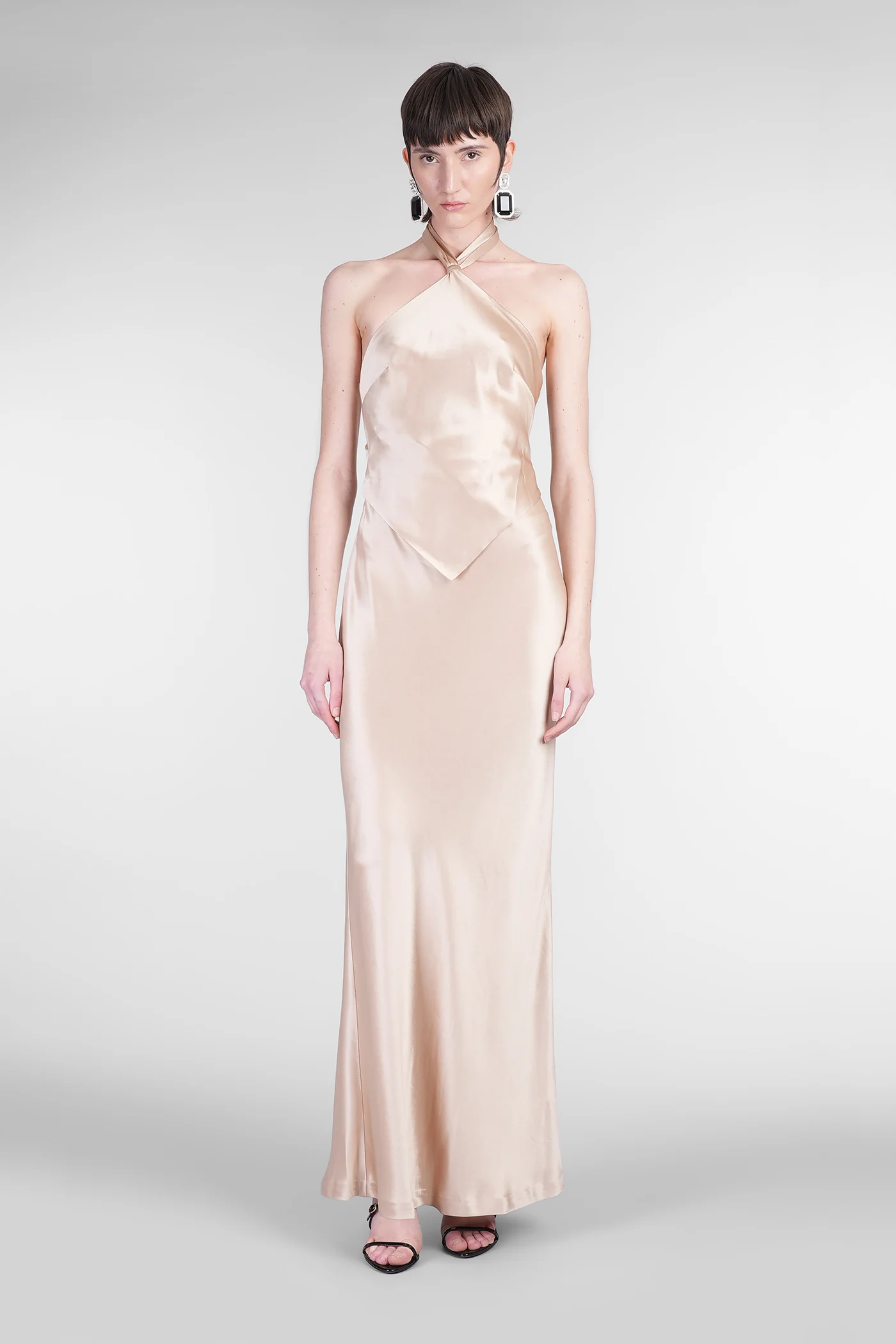 Ester Long dress in gold acetate