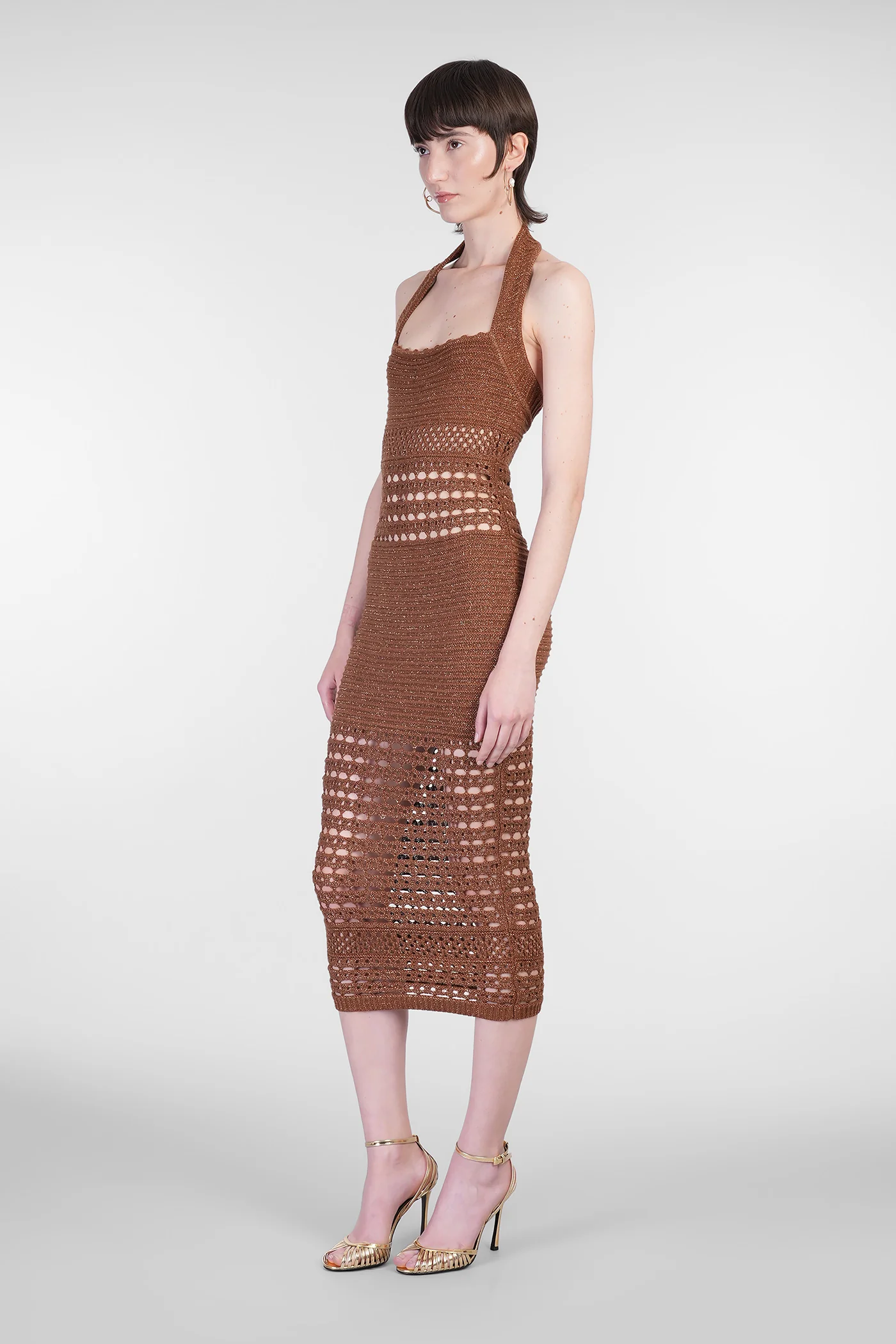 Jaycee Long dress in brown cotton - Image 4
