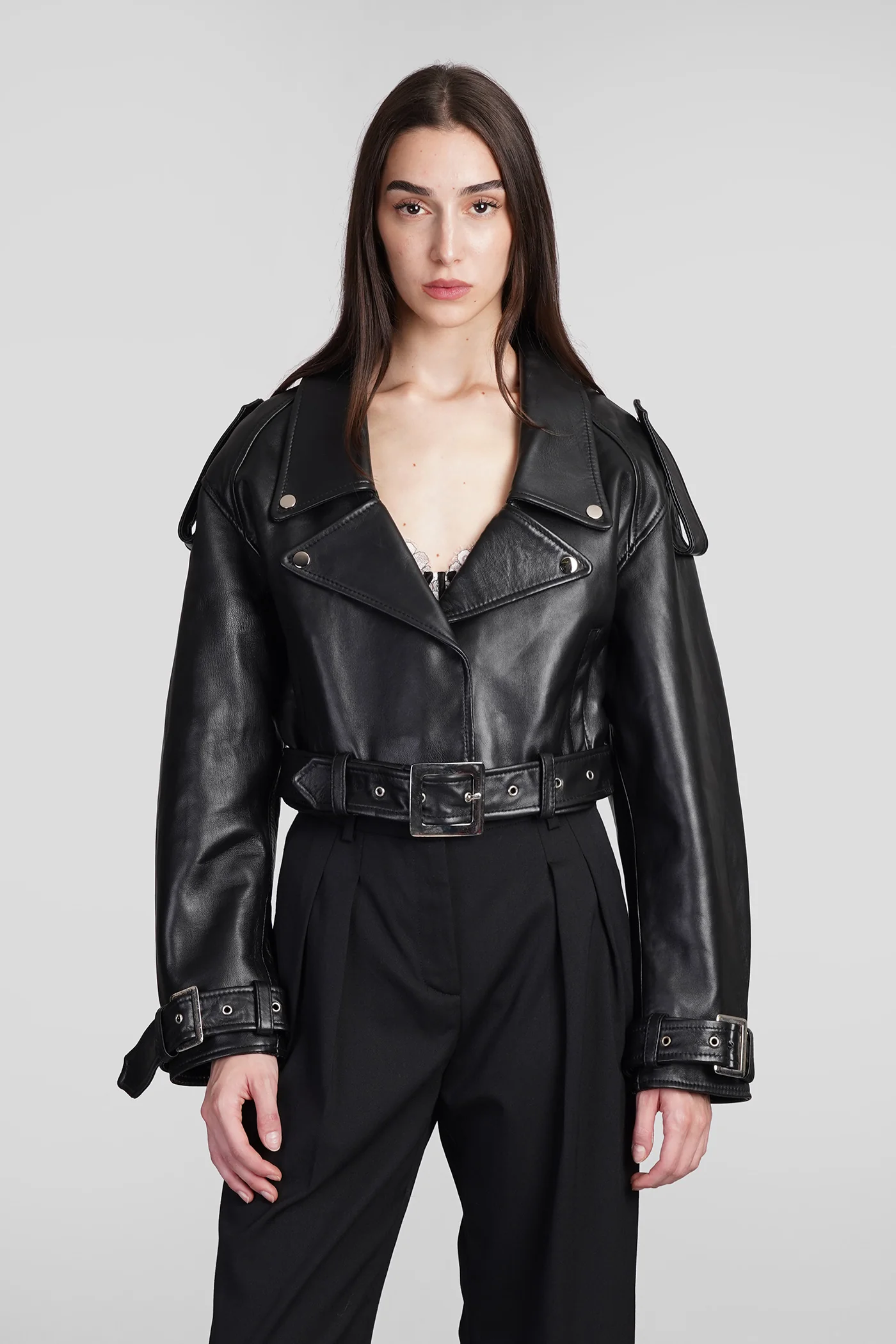 Victoria Biker jacket in black leather