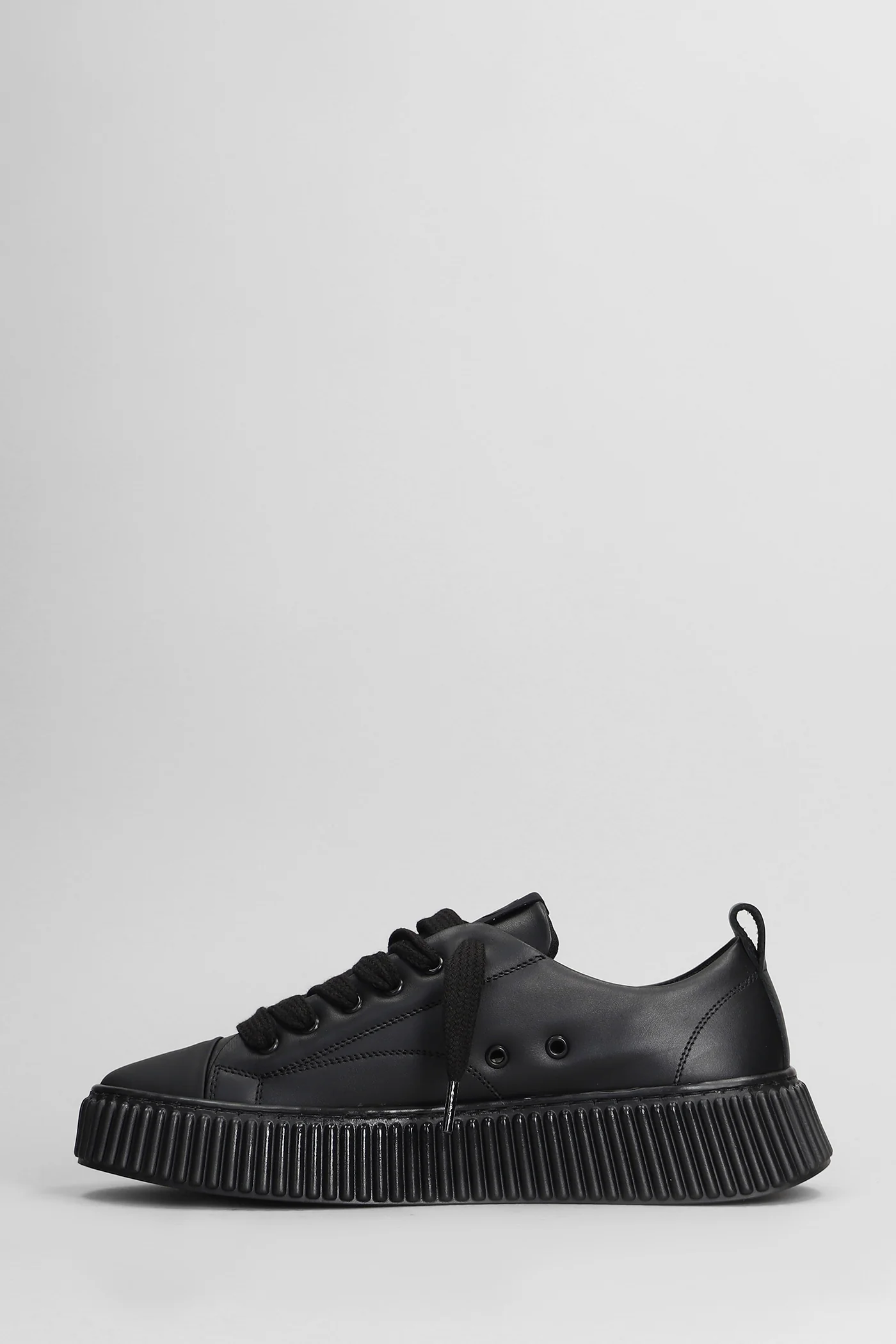 Mono Leather Sneakers in black leather - Image 8