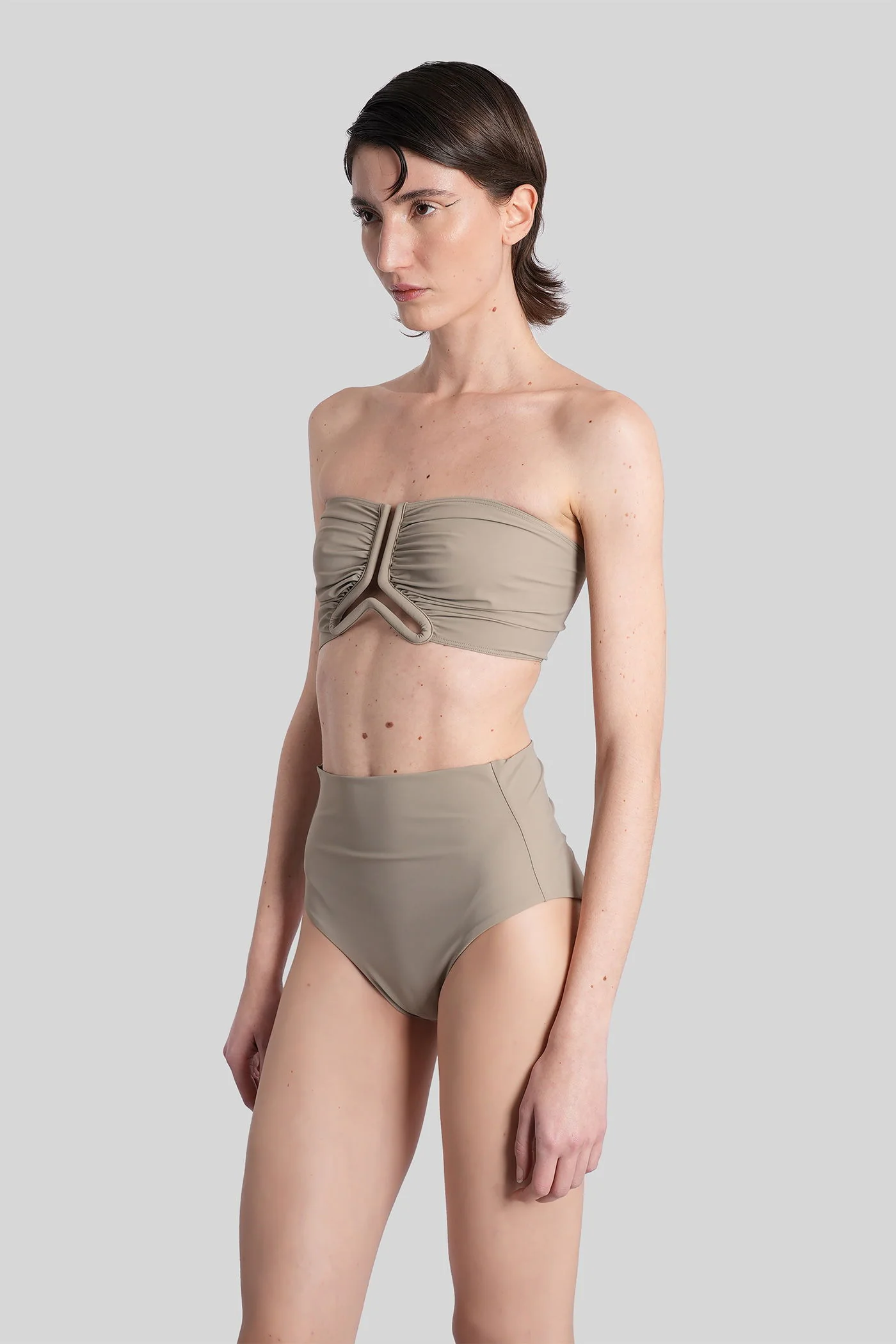 Allanah bikini top Beachwear in taupe polyamide - Image 3