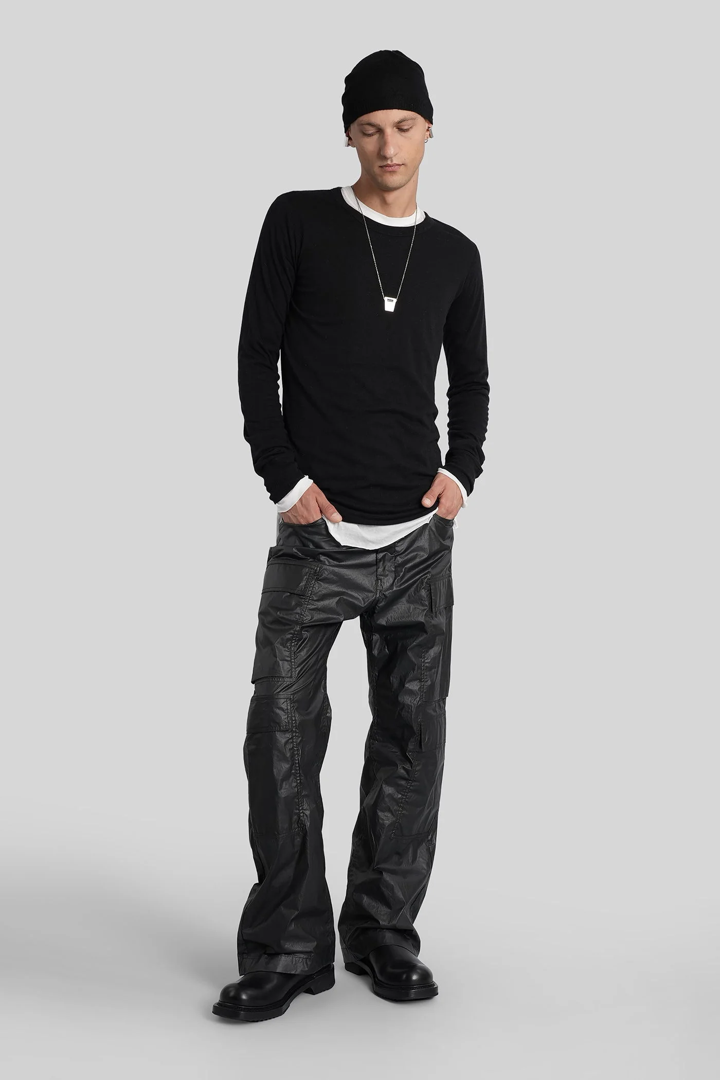 Basic ls t T-Shirt in black viscose - Image 2
