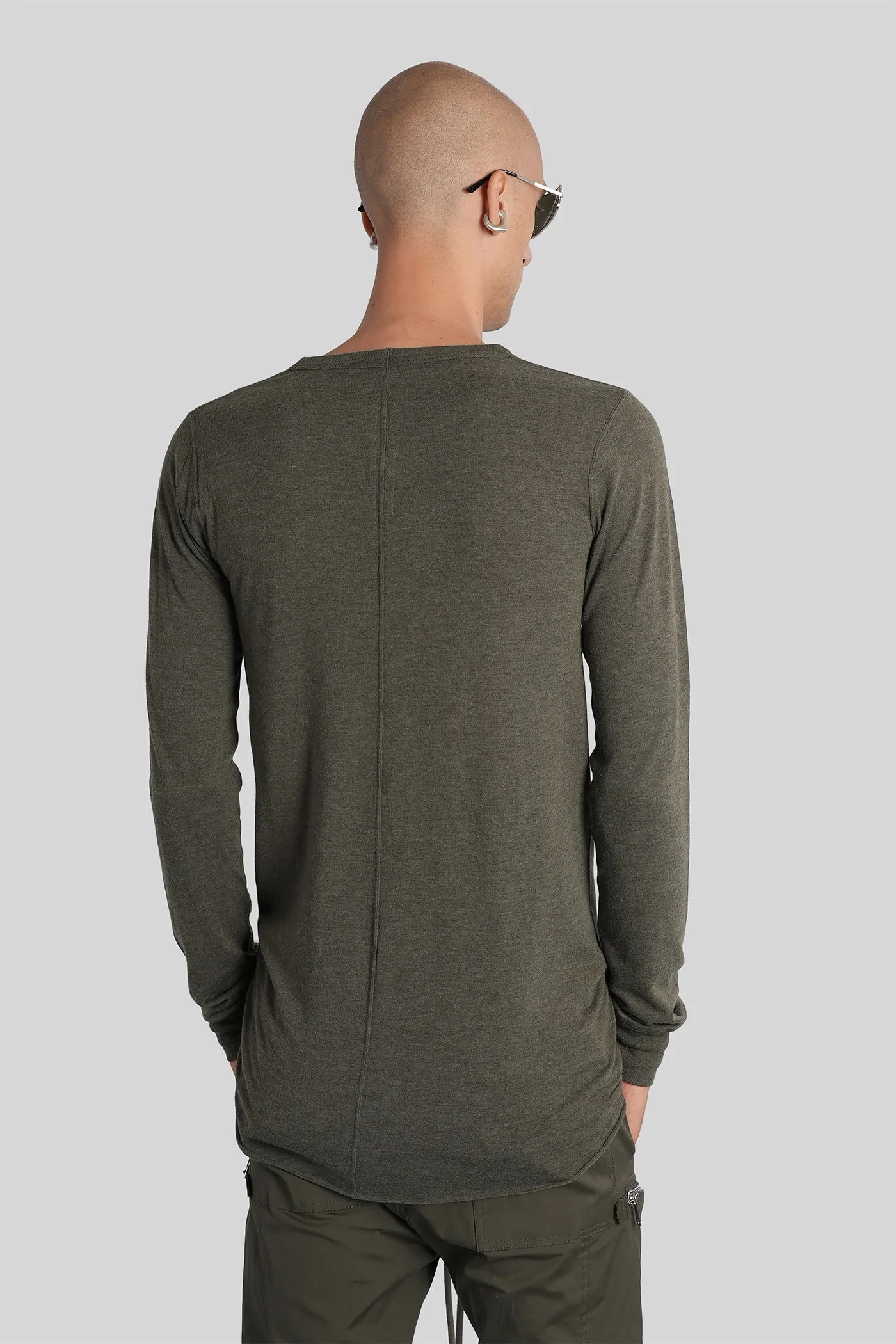 Basic ls t T-Shirt in green viscose - Image 3