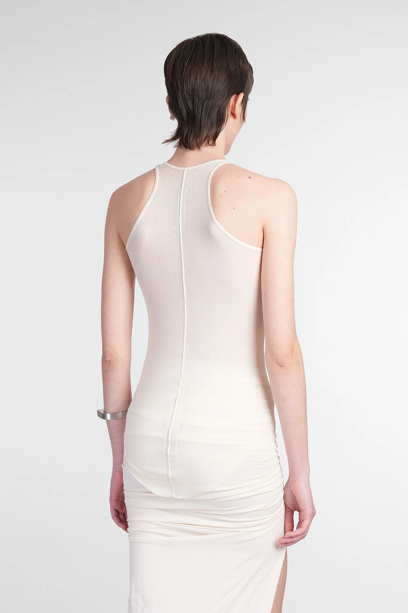 Basic rib tank tank Top in beige cotton - Image 3