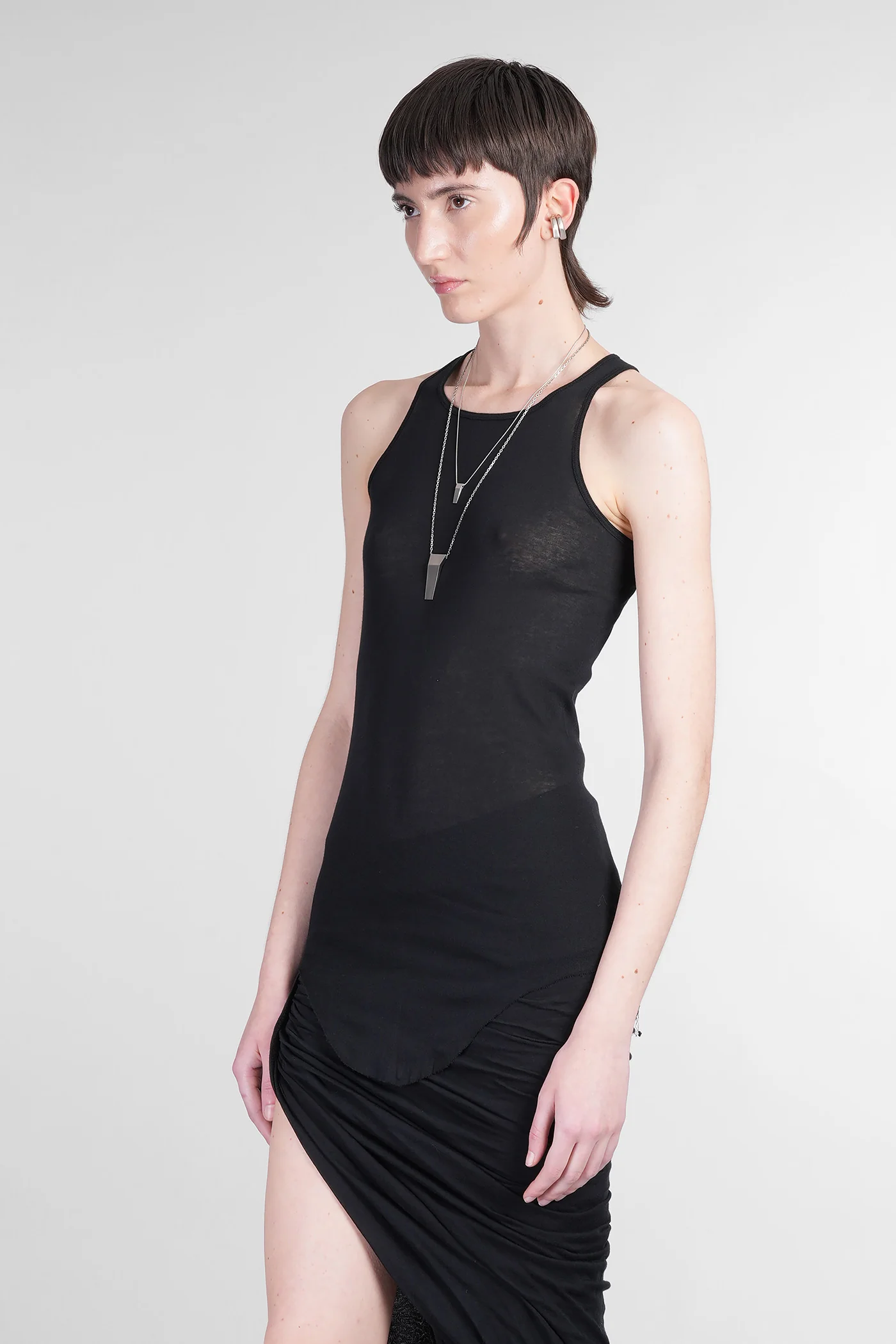 Basic rib tank tank Top in black cotton - Image 4