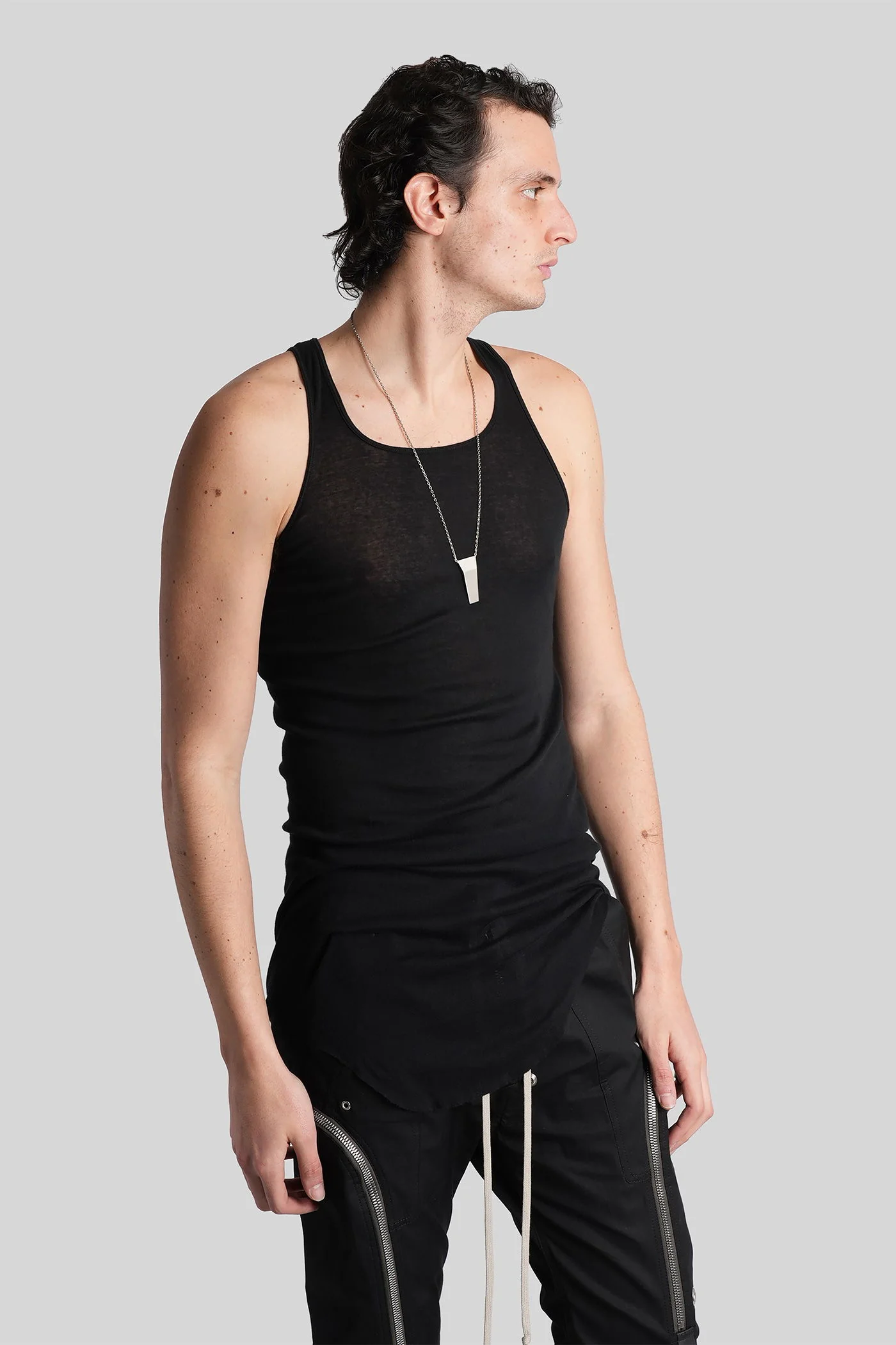 Basic rib tank tank Top in black cotton - Image 4
