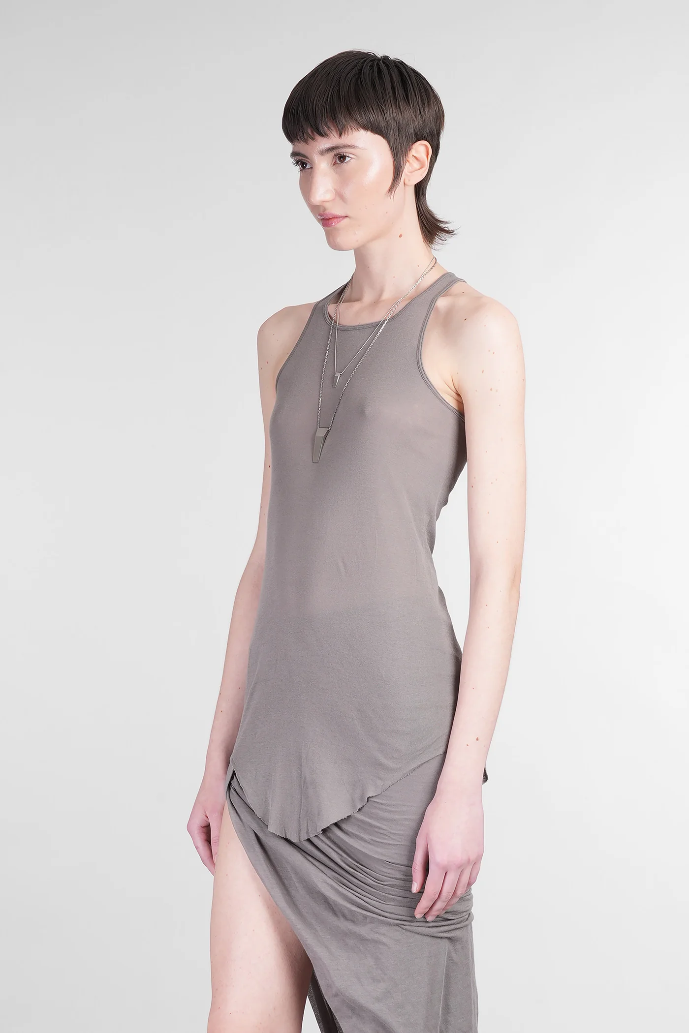 Basic rib tank tank Top in grey cotton - Image 4