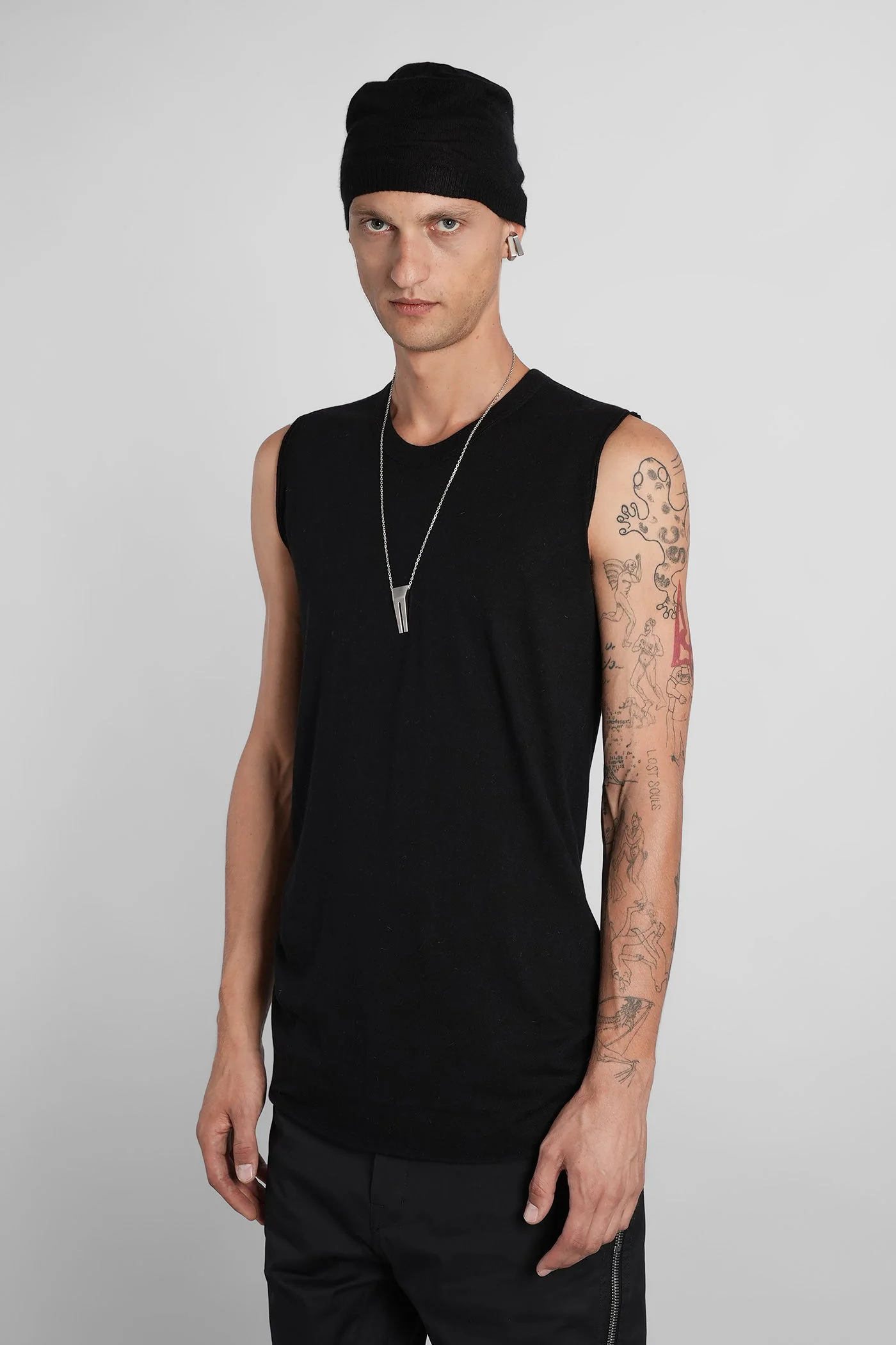Basic sl t tank Top in black viscose - Image 4