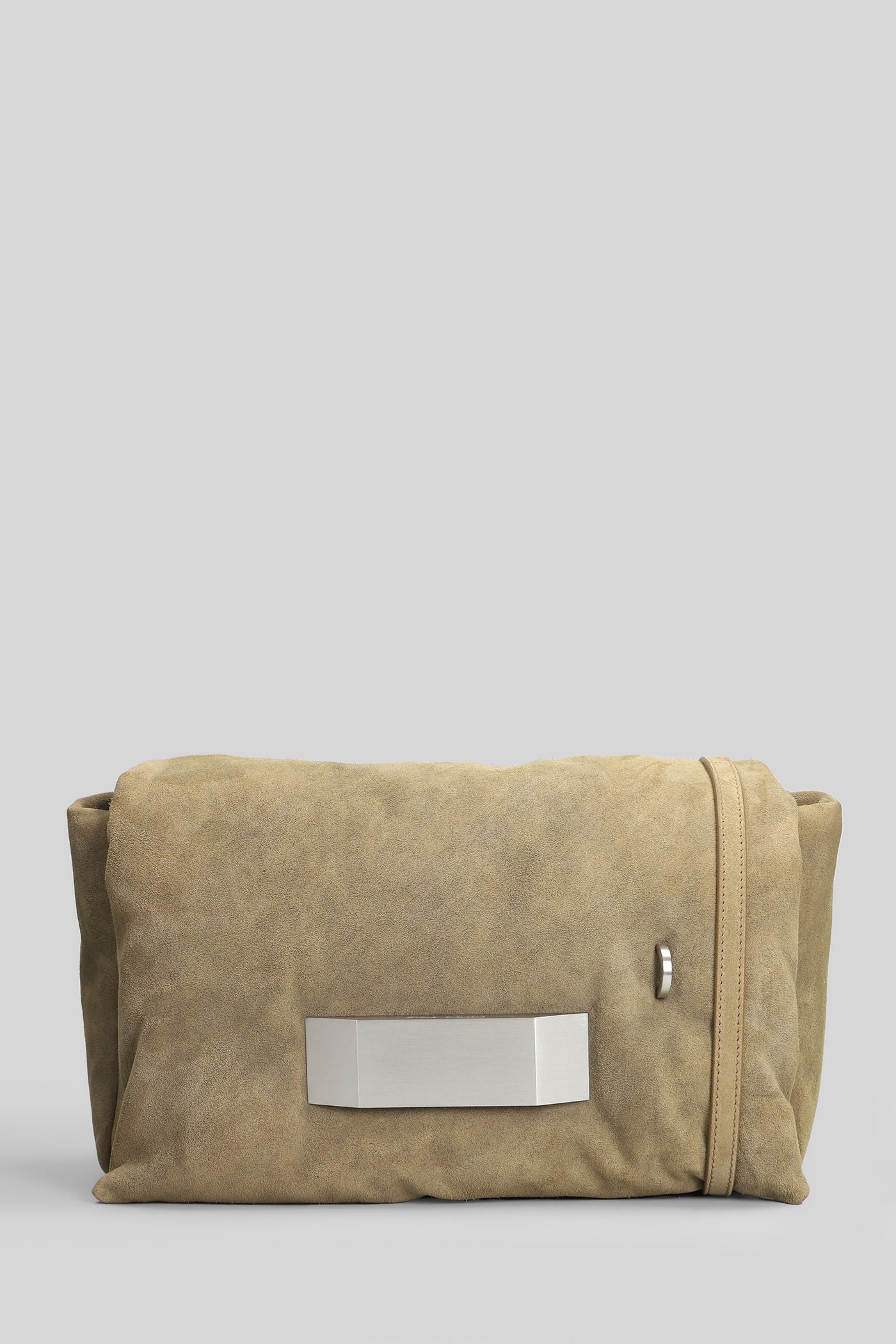 Big pillow griffin Shoulder bag in beige suede