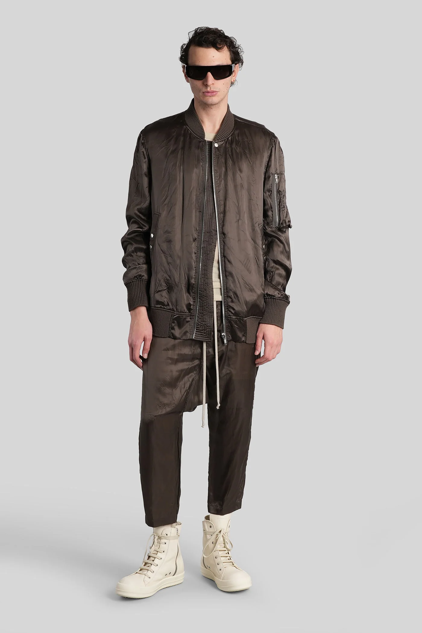 Classic flight Bomber Jacket in grey polyamide polyester - Image 2