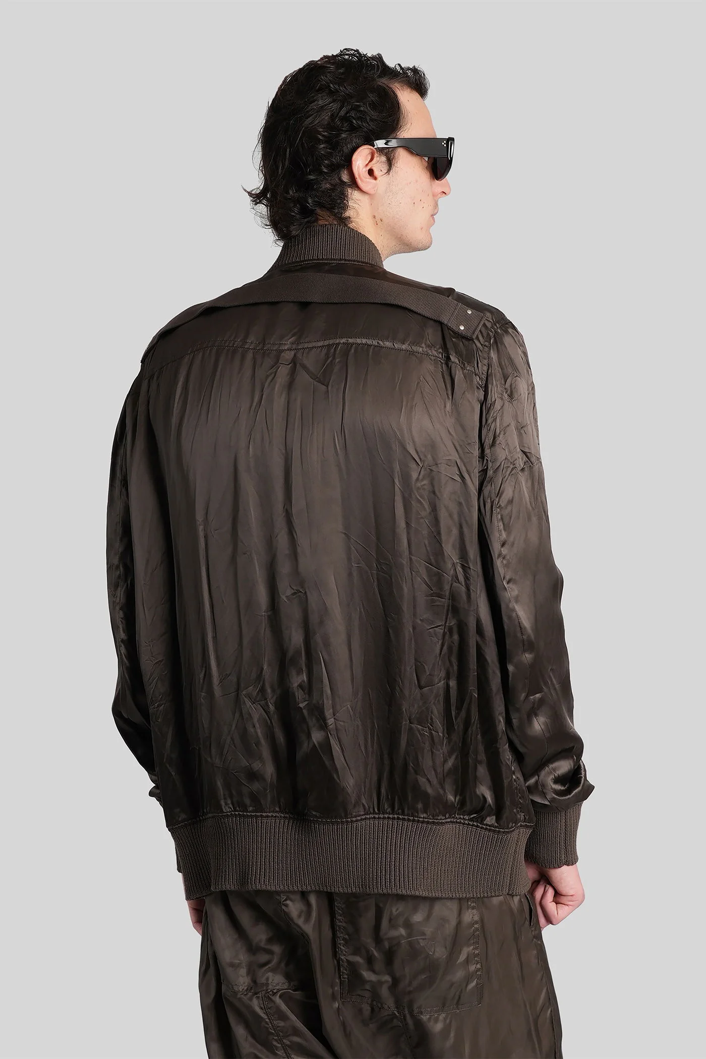 Classic flight Bomber Jacket in grey polyamide polyester - Image 3
