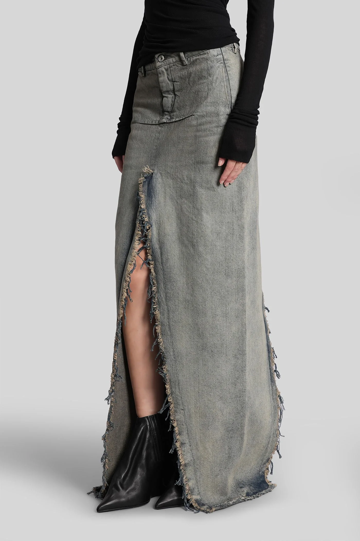 Denim sliced skirt Skirt in blue cotton - Image 4
