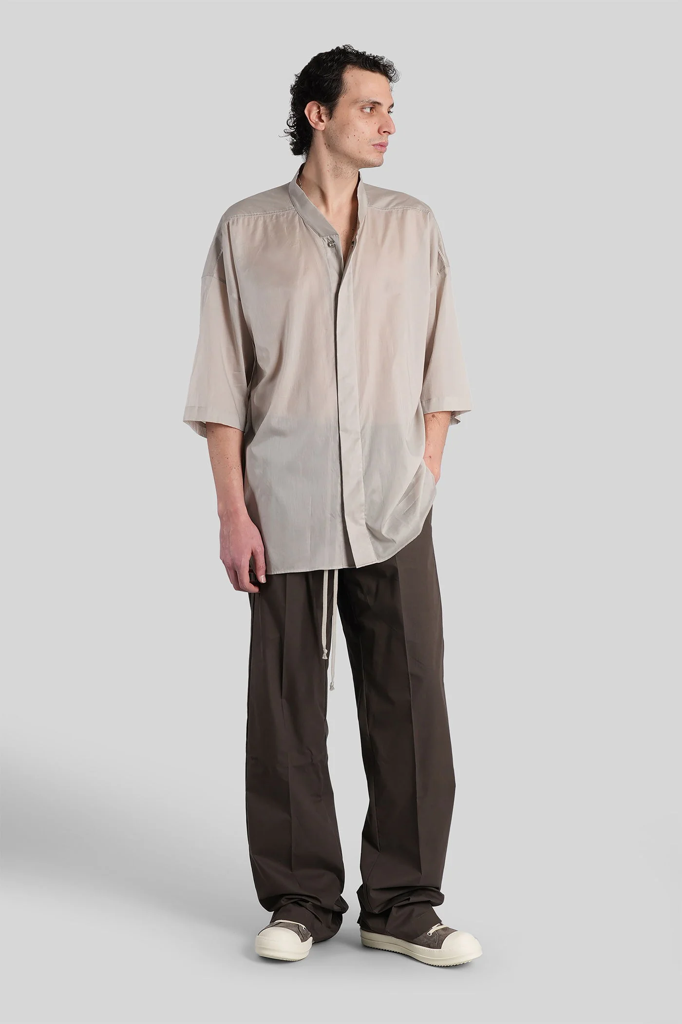Dietrich drawstring Pants in grey cotton - Image 2