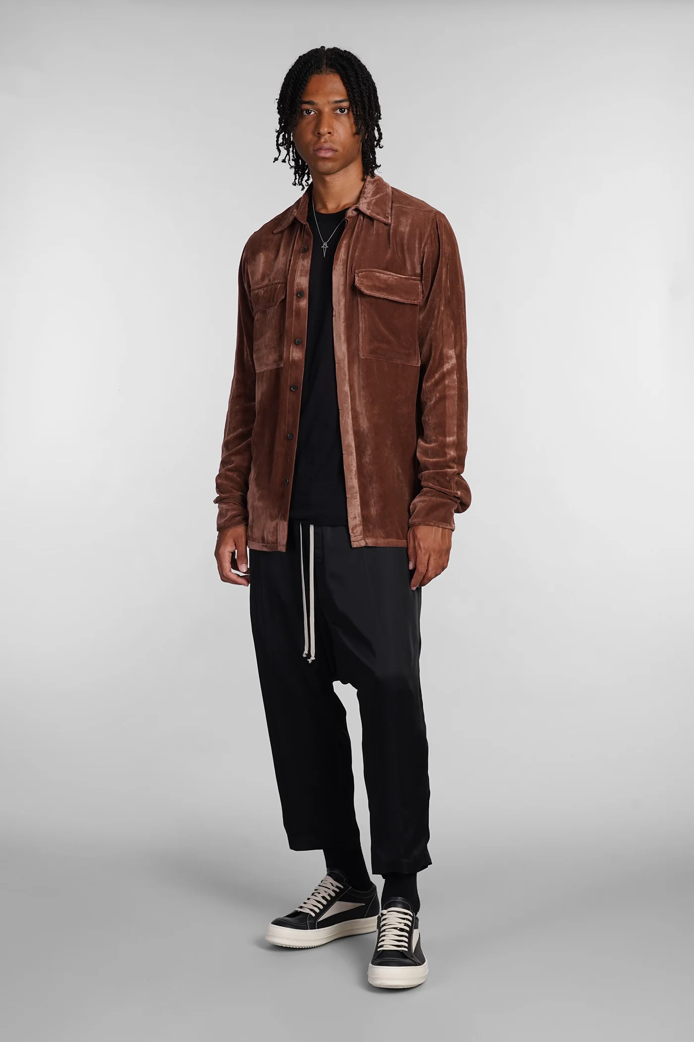 Drawstring cropped Pants in black acetate - Image 2