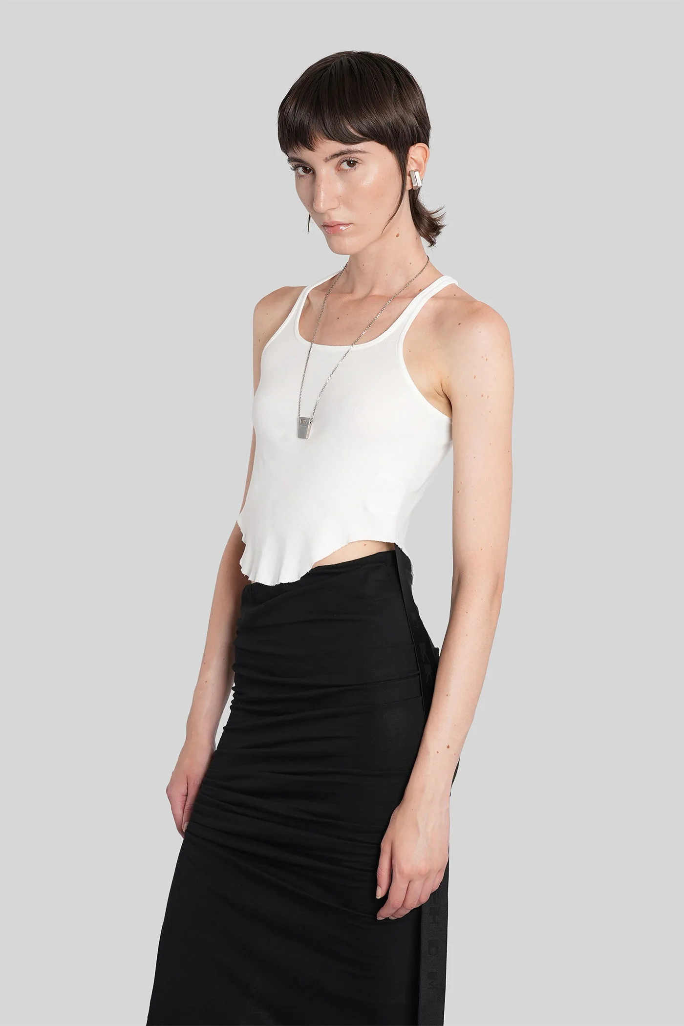 Basic tank cropped tank Top in white cotton - Image 4