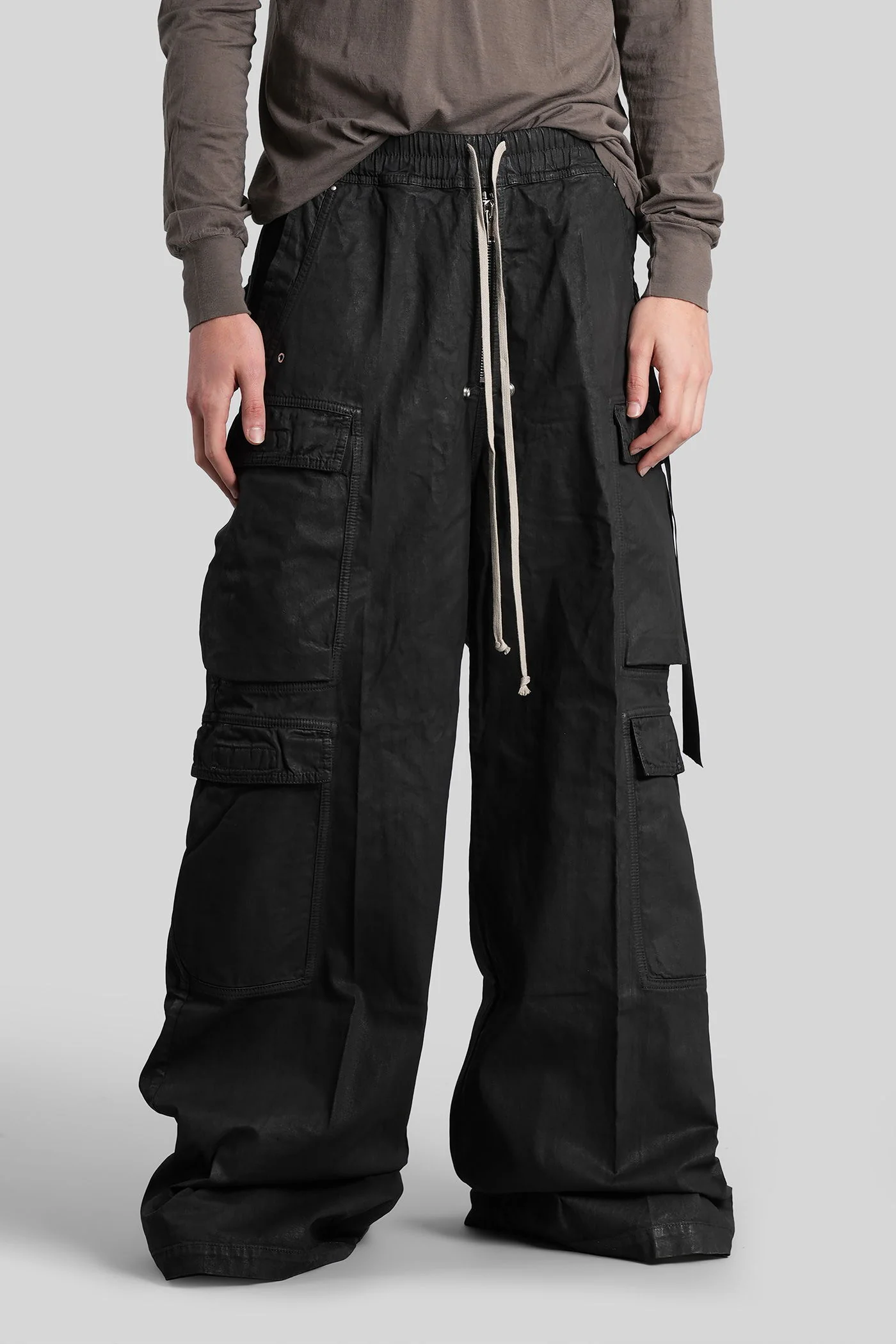 Double cargo jumbo b Pants in black cotton