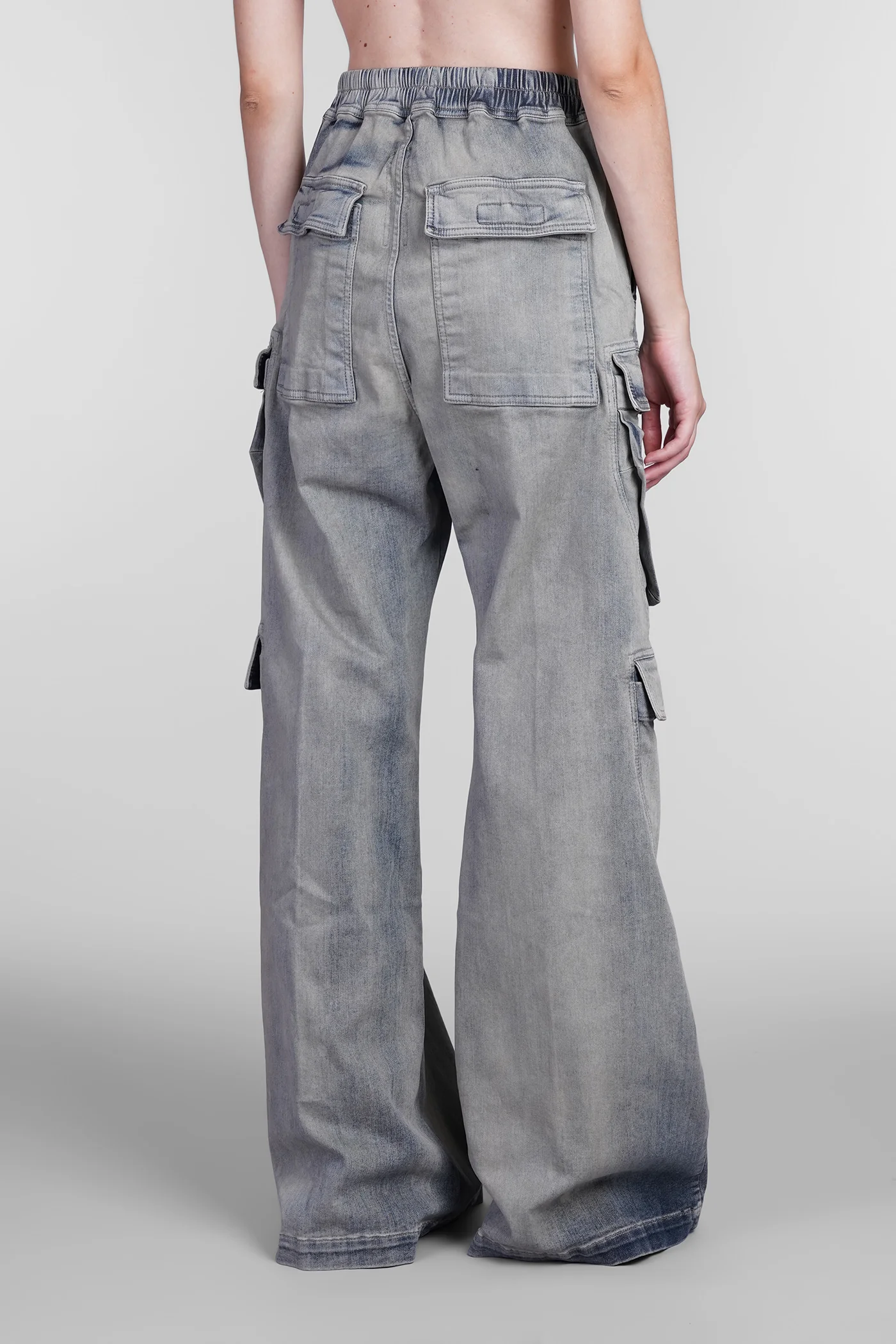Double cargo jumbo Jeans in blue cotton - Image 3