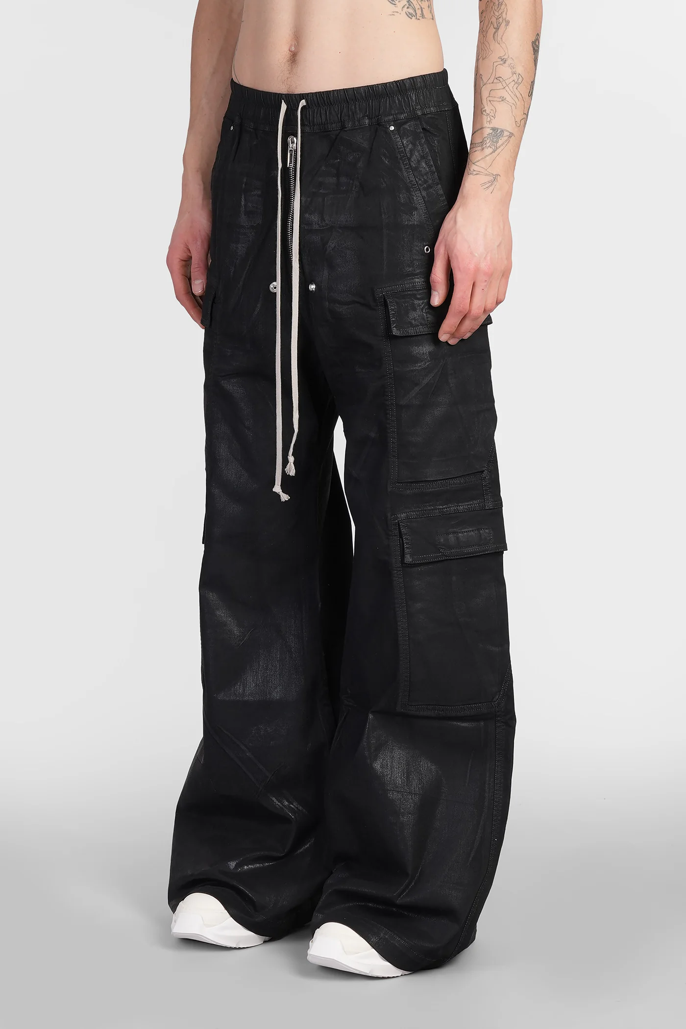Double cargo jumbo Pants in black cotton - Image 4