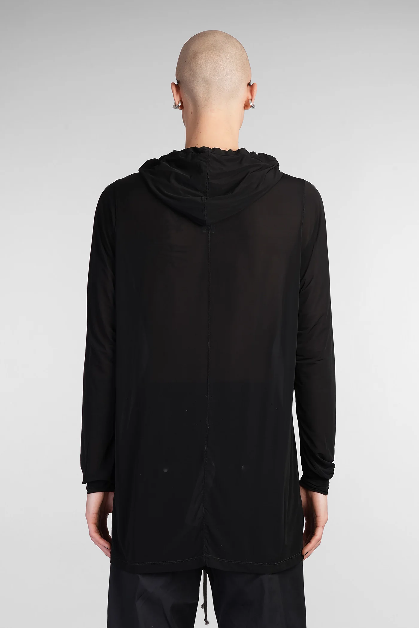 Hoodie T-Shirt in black polyamide polyester - Image 3