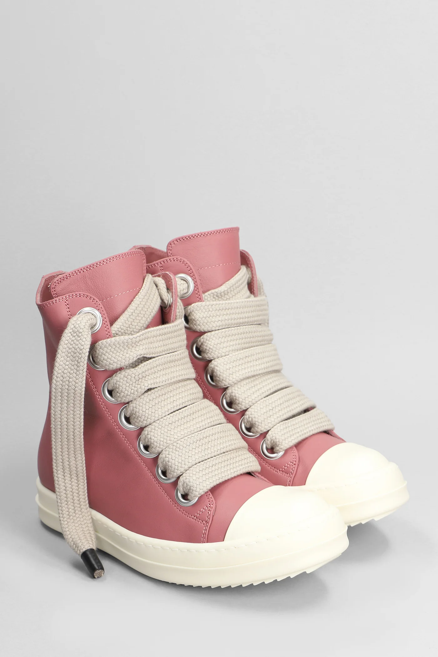 Jumbo laced sneakers Sneakers in rose-pink leather - Image 2