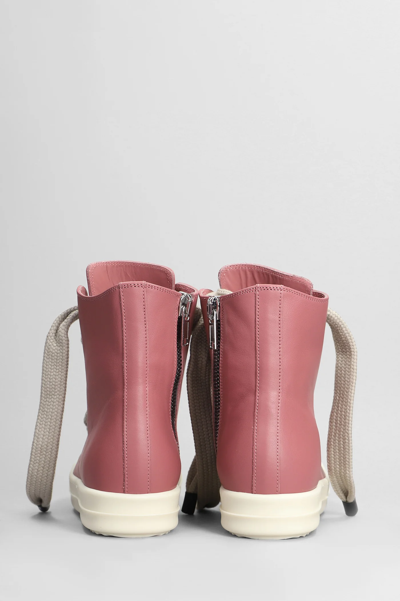 Jumbo laced sneakers Sneakers in rose-pink leather - Image 4
