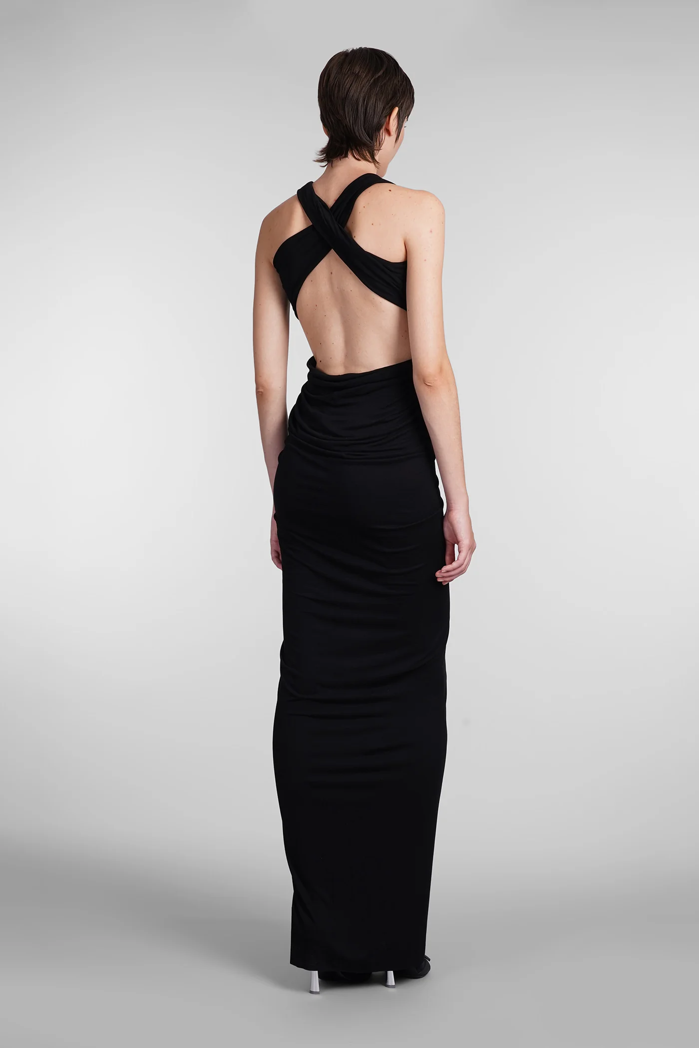 Poppy gown Dress woman  in black viscose - Image 3