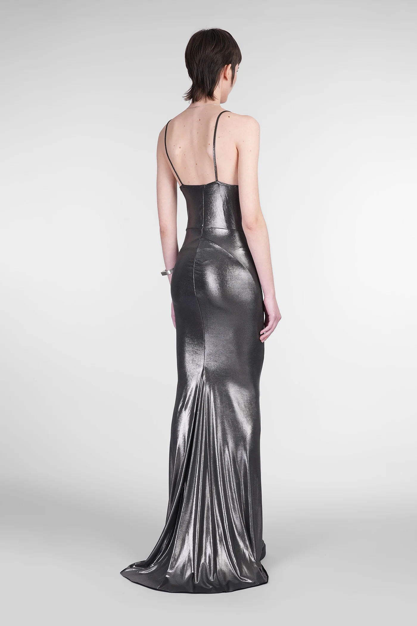 Slip gown Dress woman  in grey viscose - Image 3
