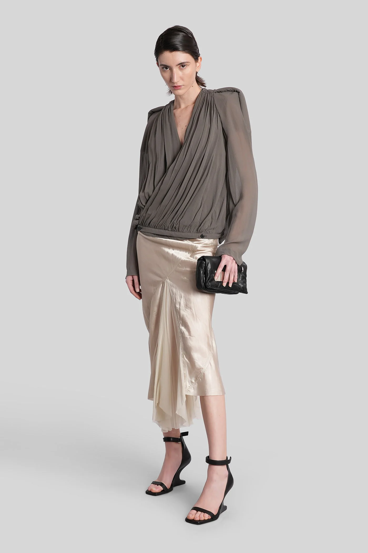 Maria jkt Casual jacket in grey silk - Image 2
