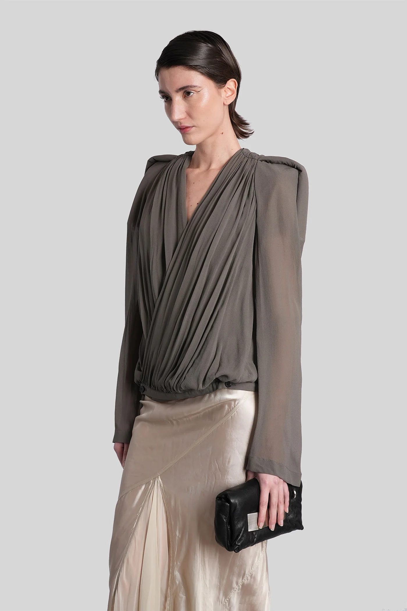 Maria jkt Casual jacket in grey silk - Image 4