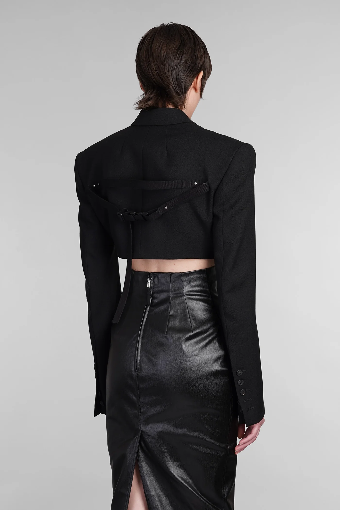 Micro tatlin Blazer in black wool - Image 3