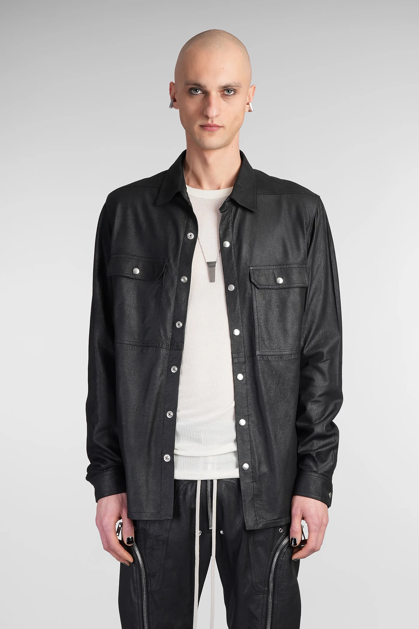 Outershirt Leather jacket in black leather
