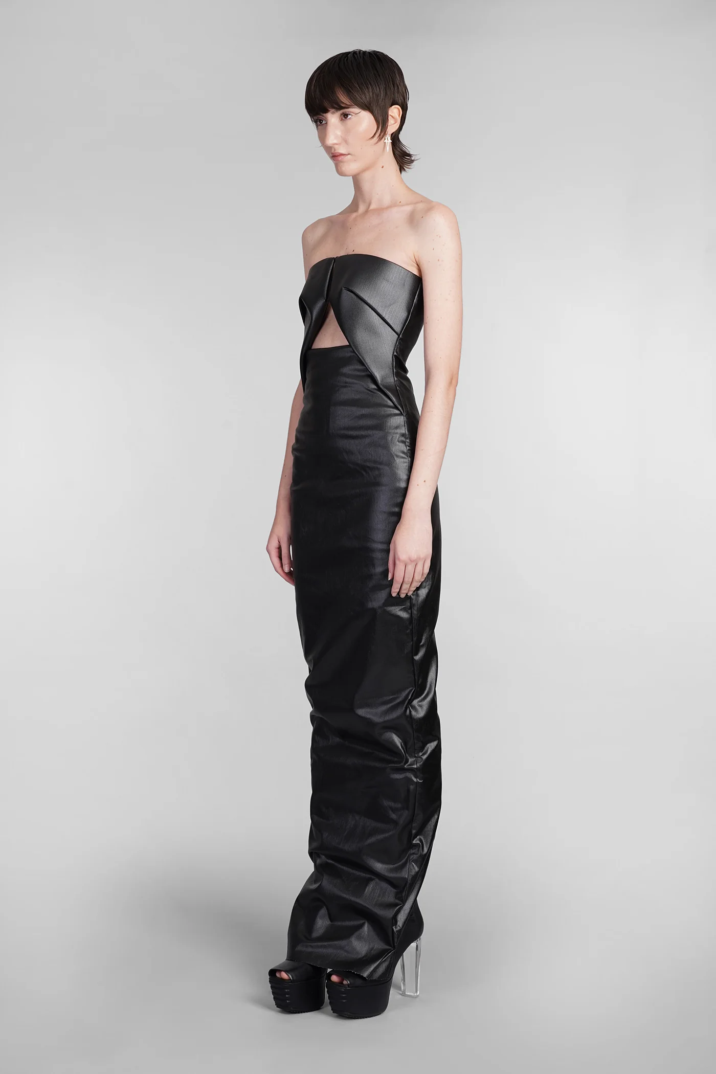 Prong gown Dress woman  in black cotton - Image 4