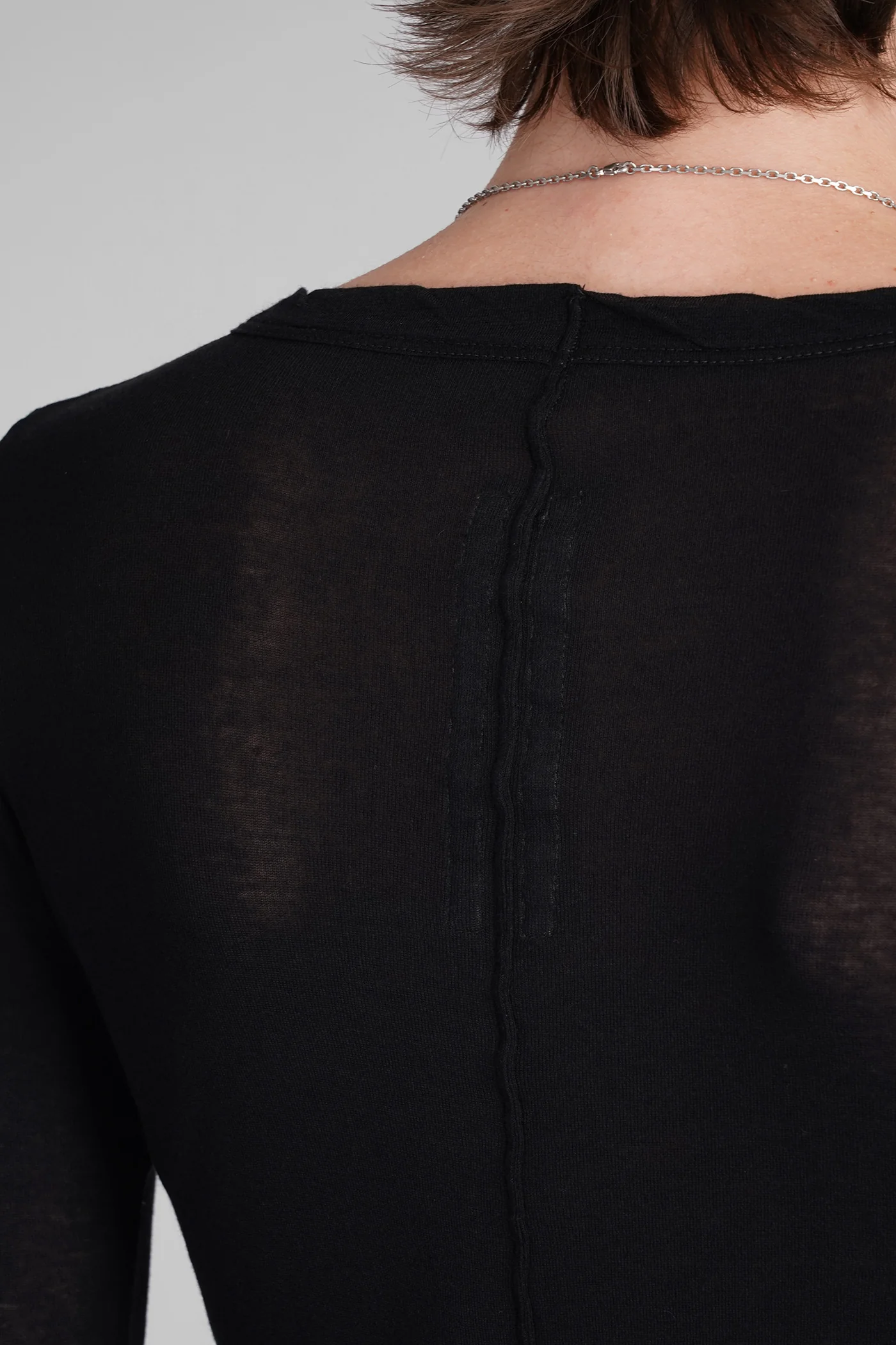 Rib ls t in black cotton - Image 5