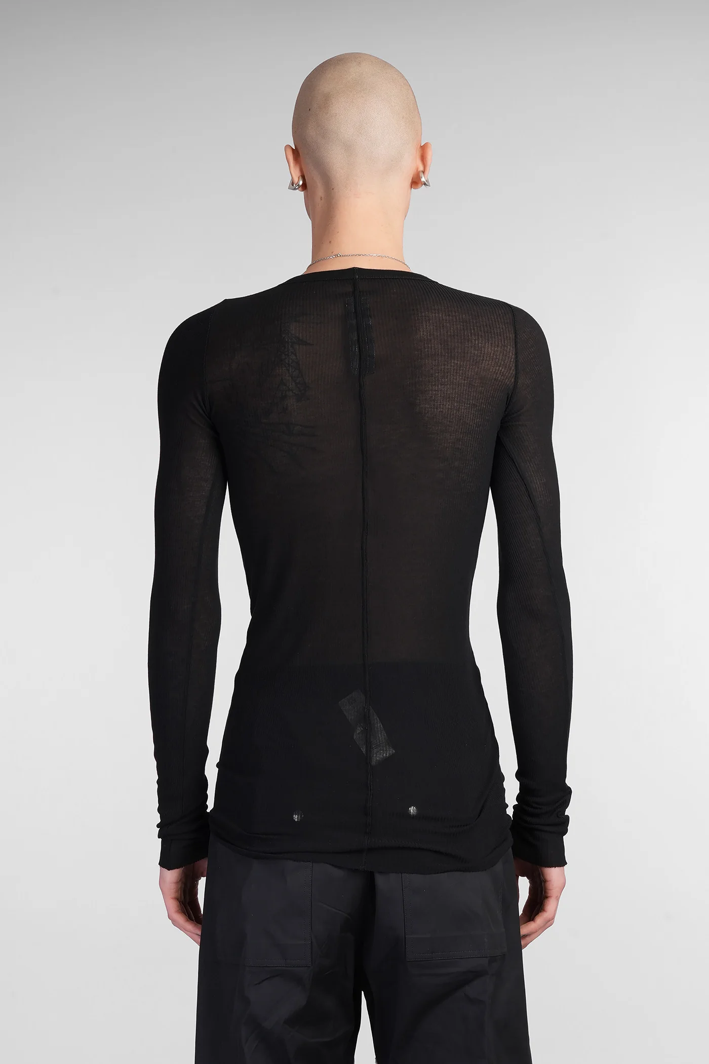 Rib ls t in black viscose - Image 3