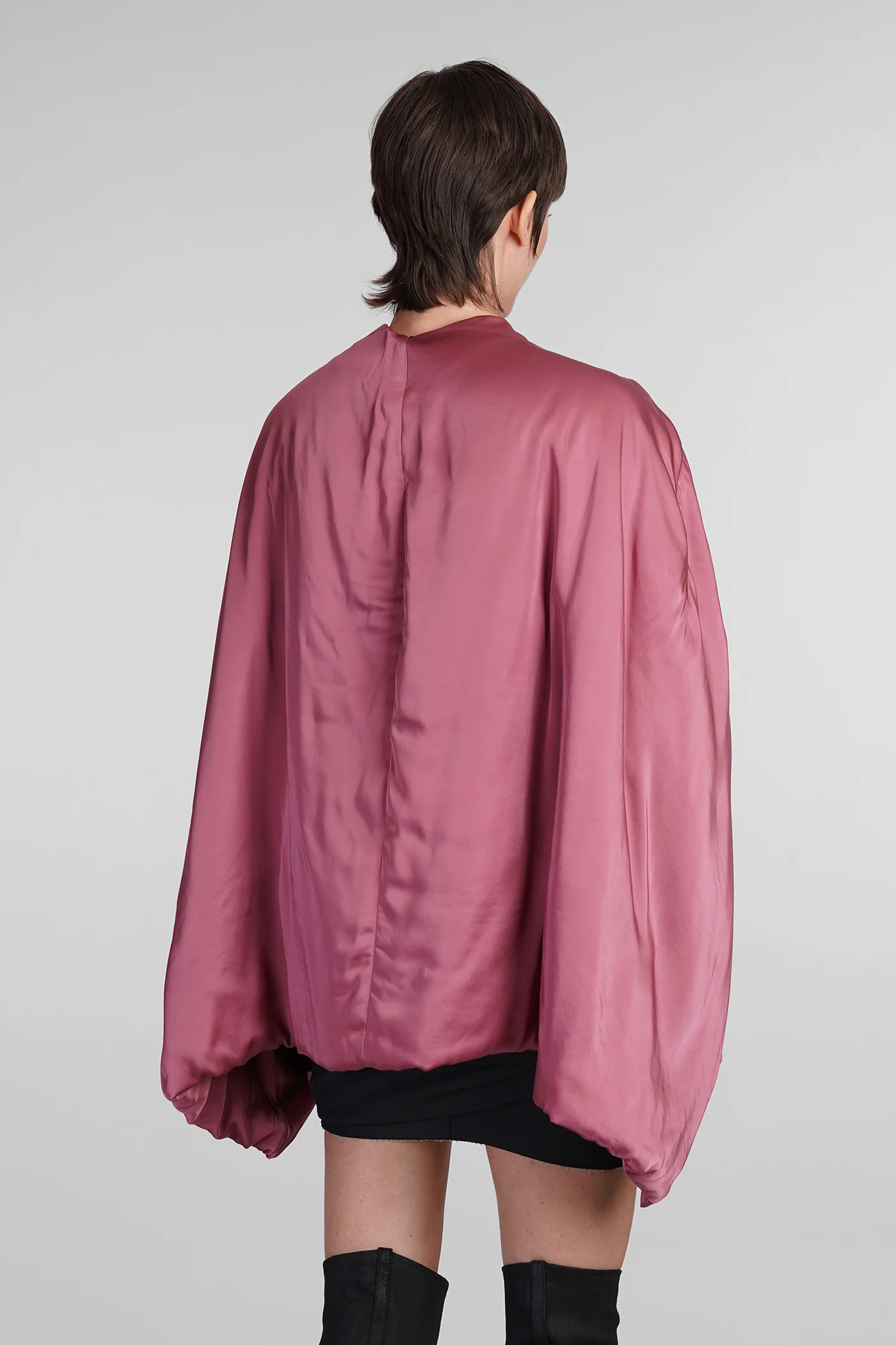 Short masto cape Casual jacket in rose-pink acetate - Image 3