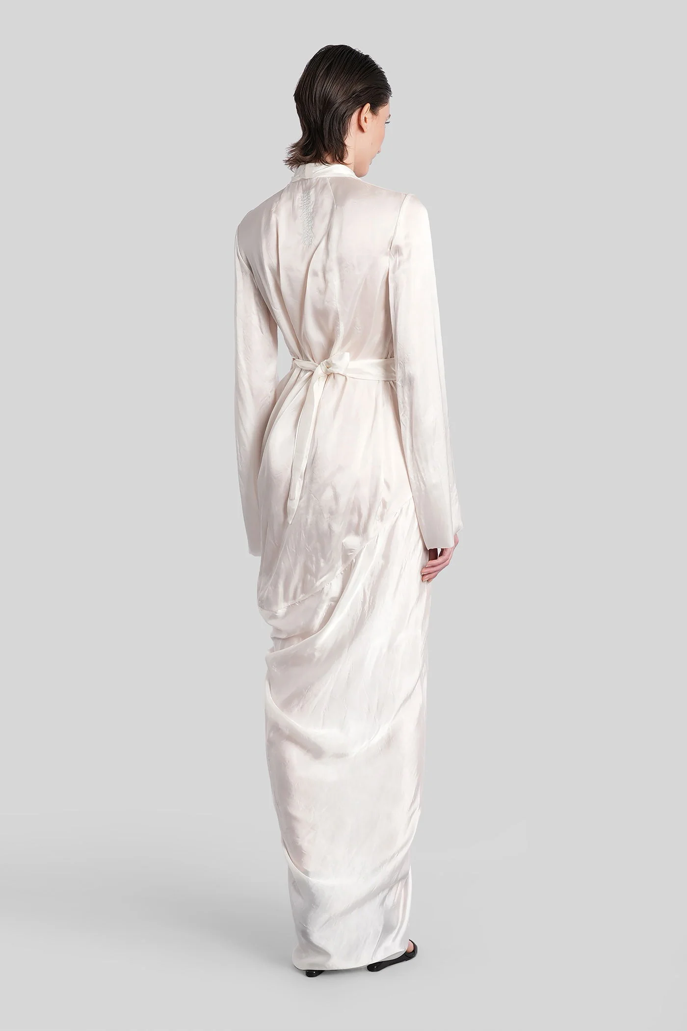 Wrap gown Long dress in white polyamide polyester - Image 3