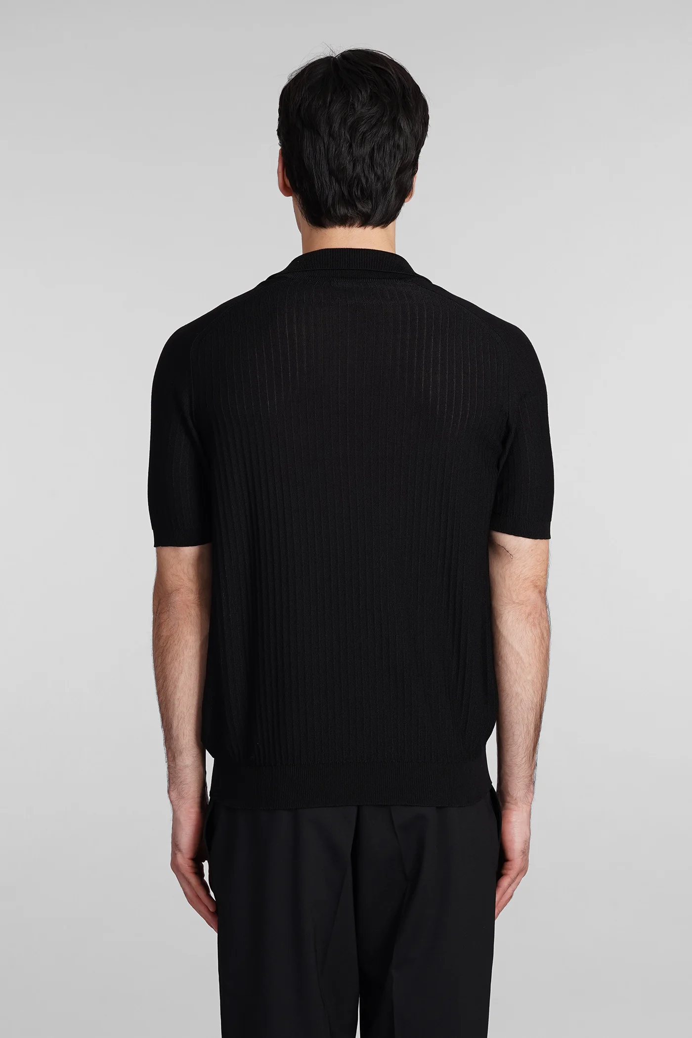Polo in black cotton - Image 3