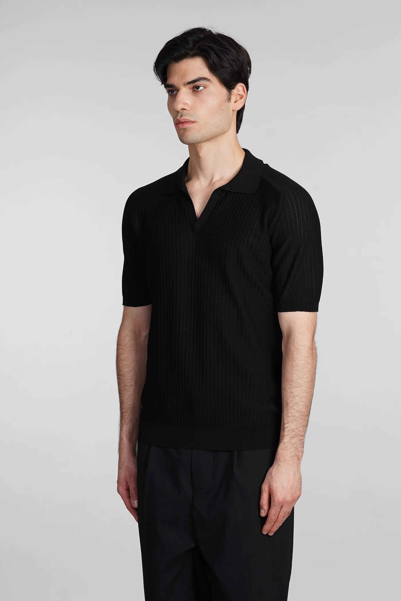 Polo in black cotton - Image 4