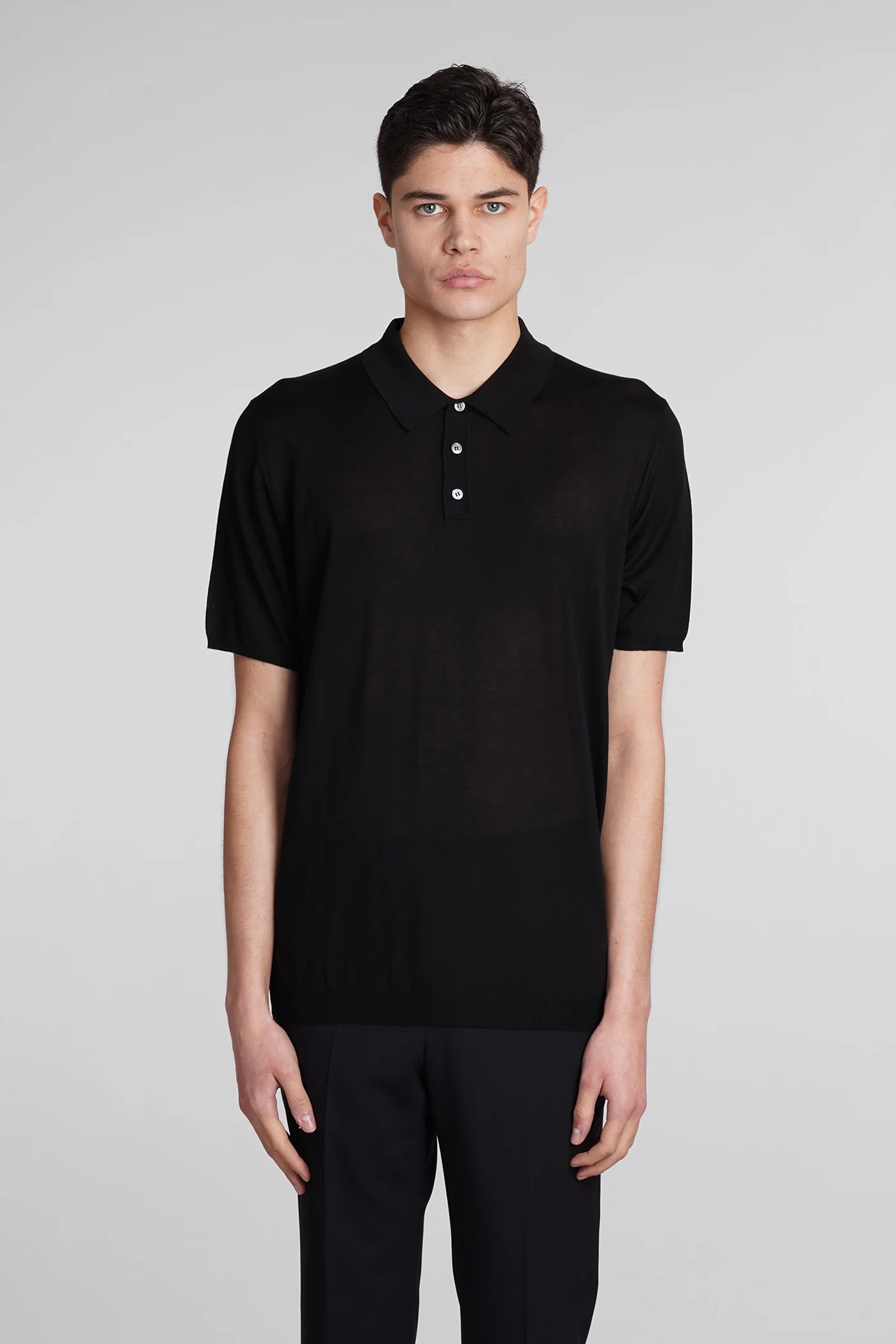 Polo in black silk