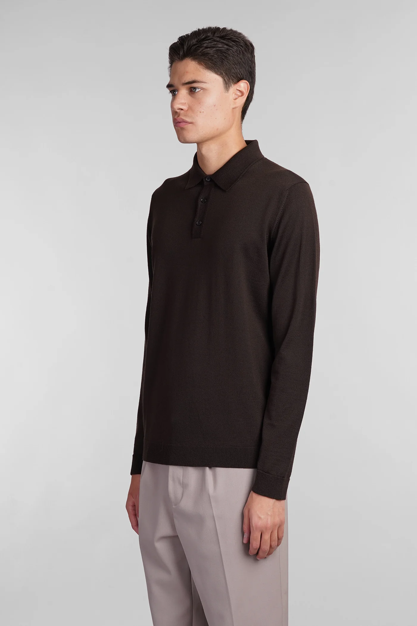 Polo in brown wool - Image 4