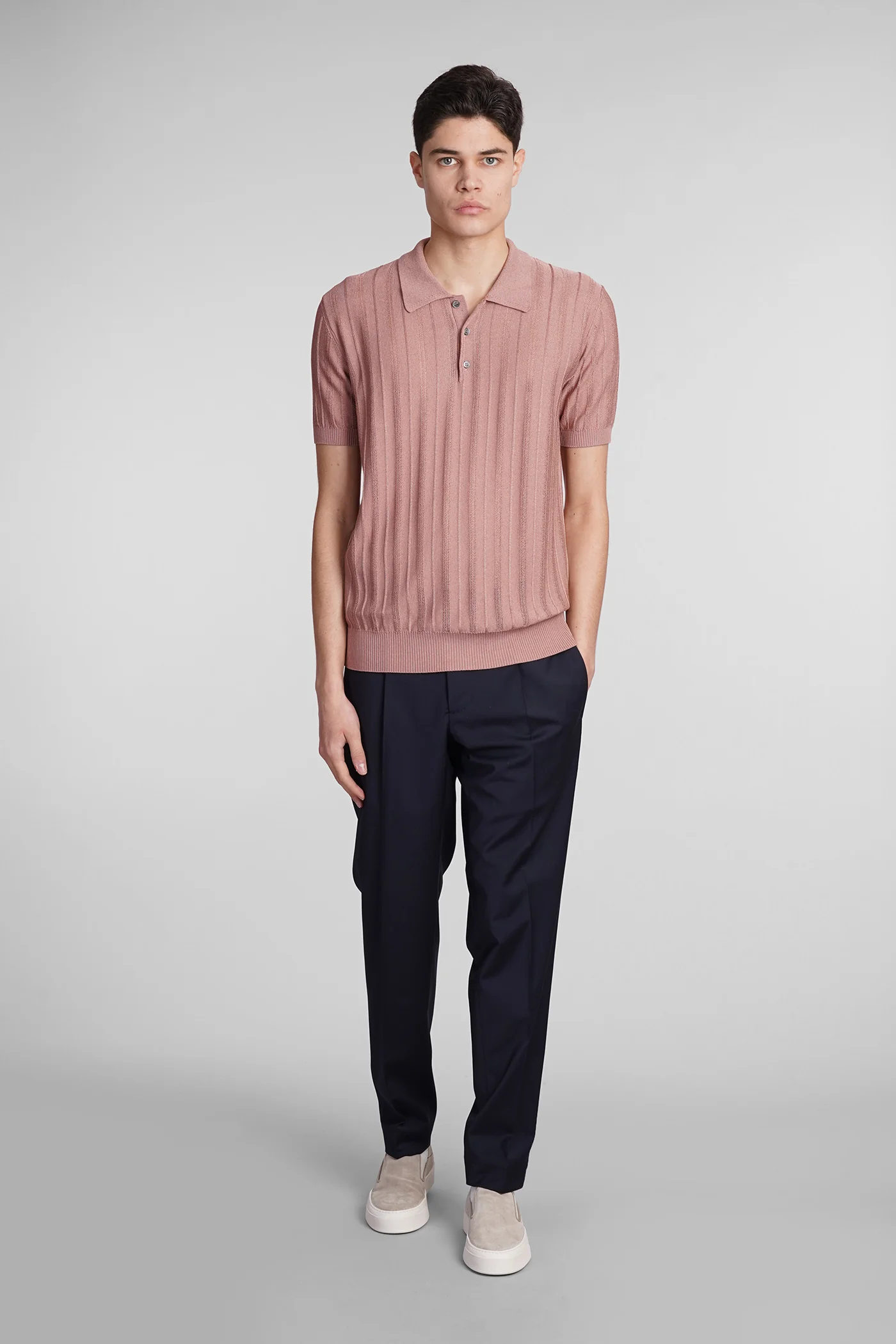 Polo in rose-pink cotton - Image 2