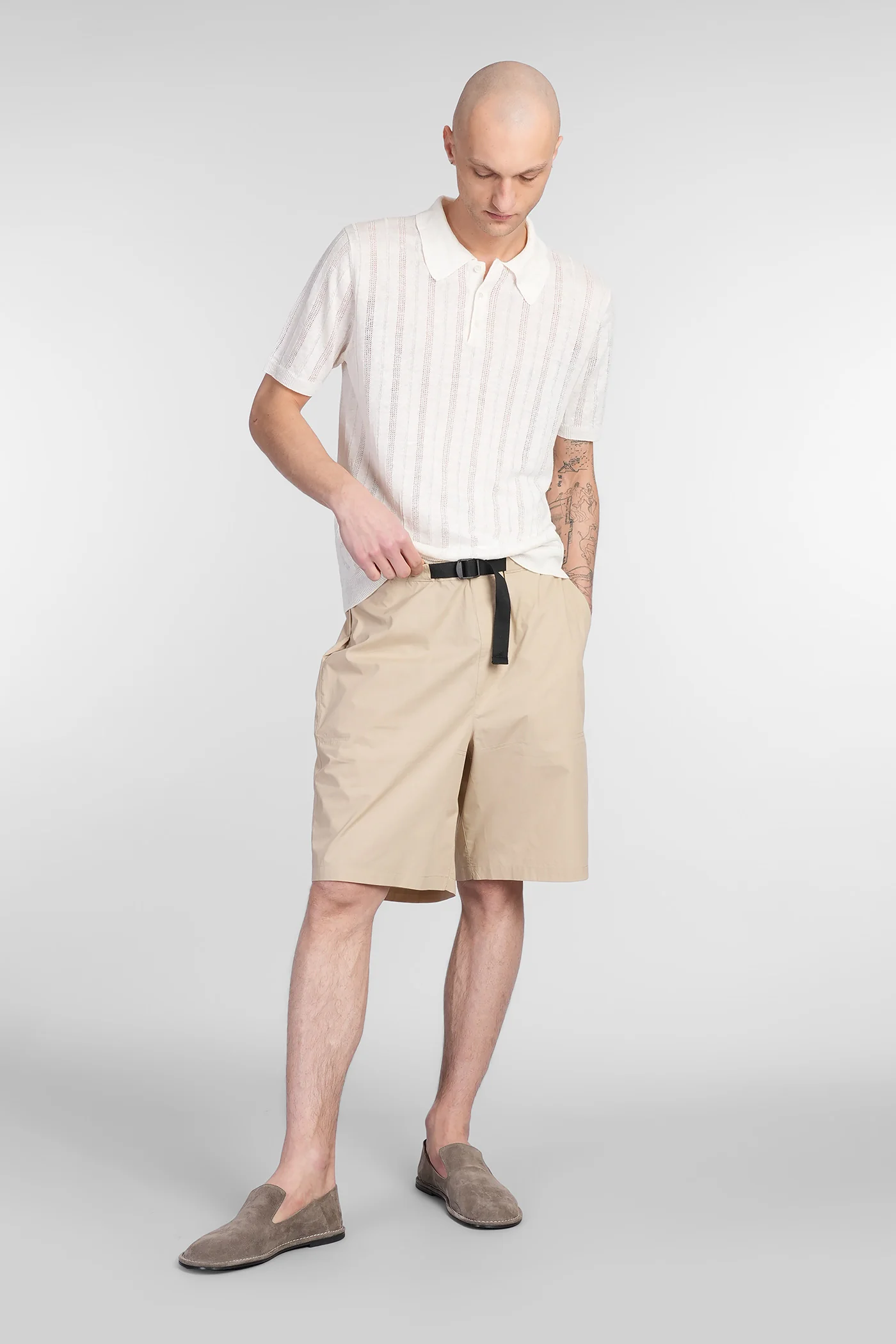Shorts in beige cotton - Image 2