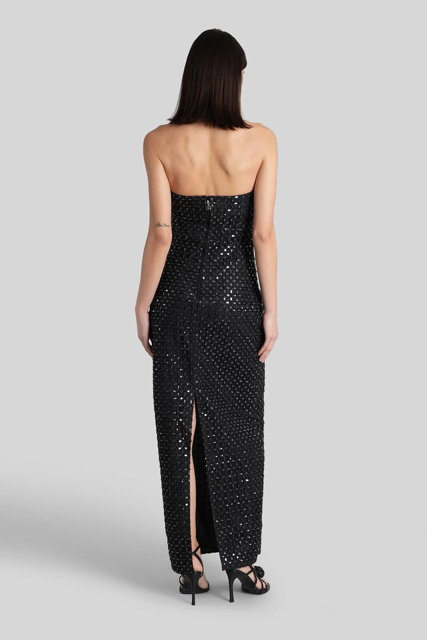 Long dress in black polyester - Image 13