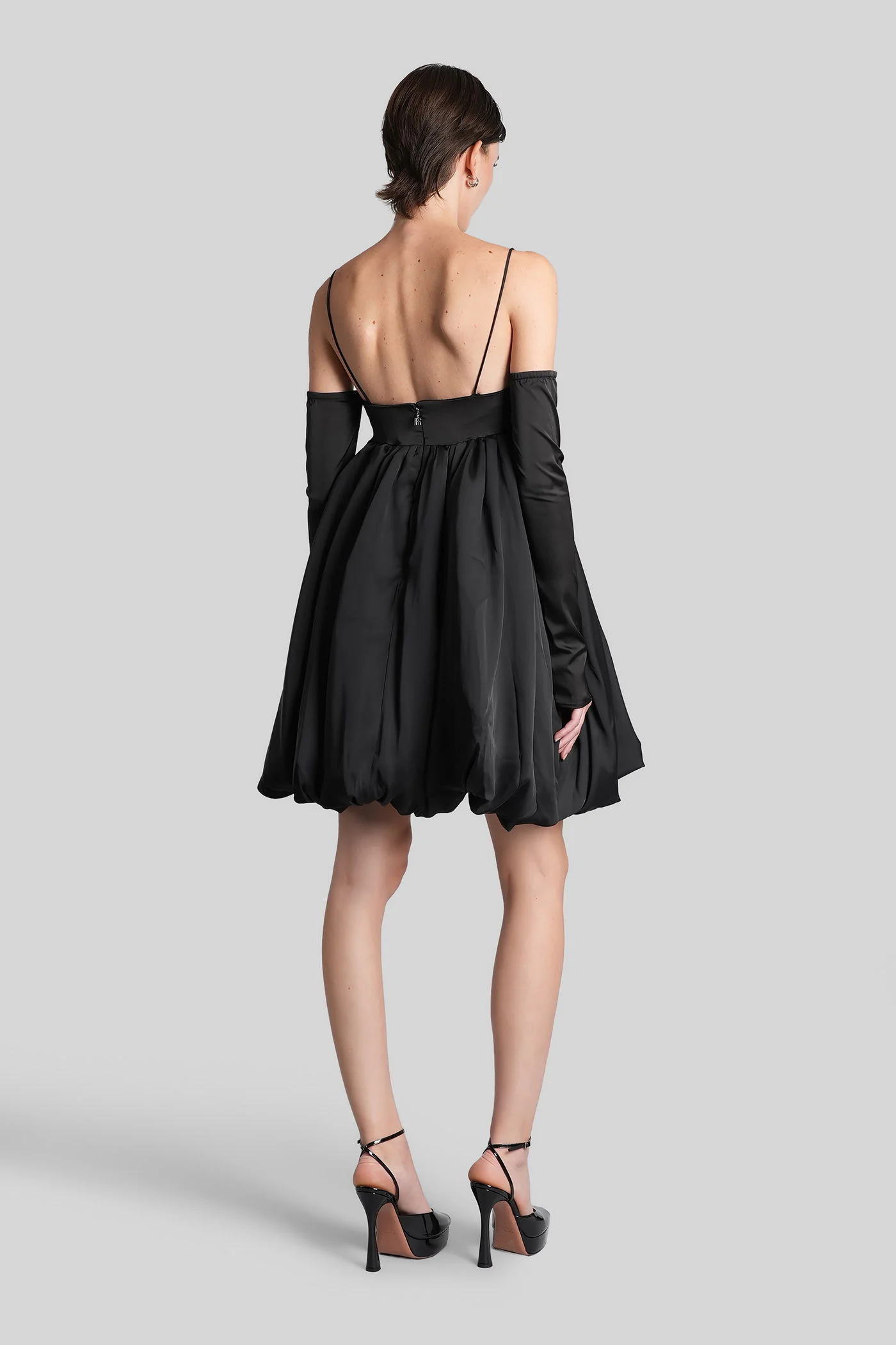 Mini dress in black polyester - Image 3