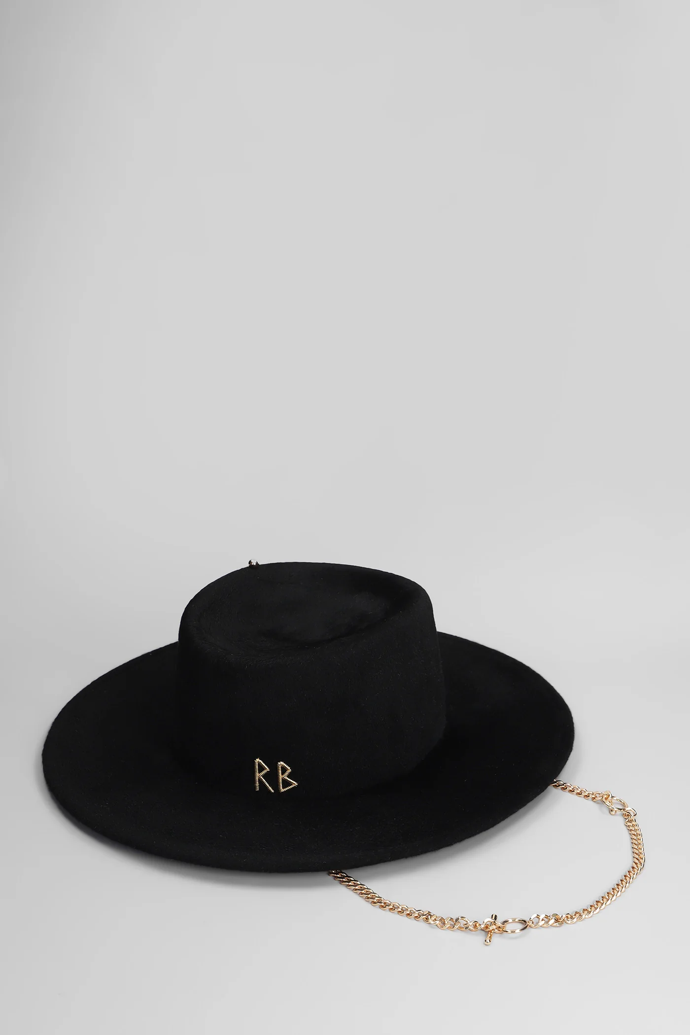 Chain Strap Gambler Hats in black wool - Image 2