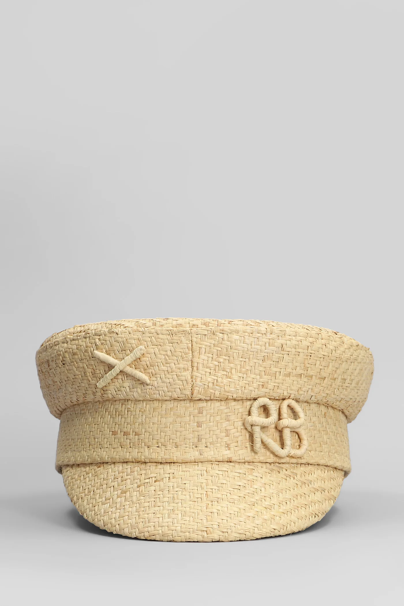 Straw Baker Boy Hats in beige raffia